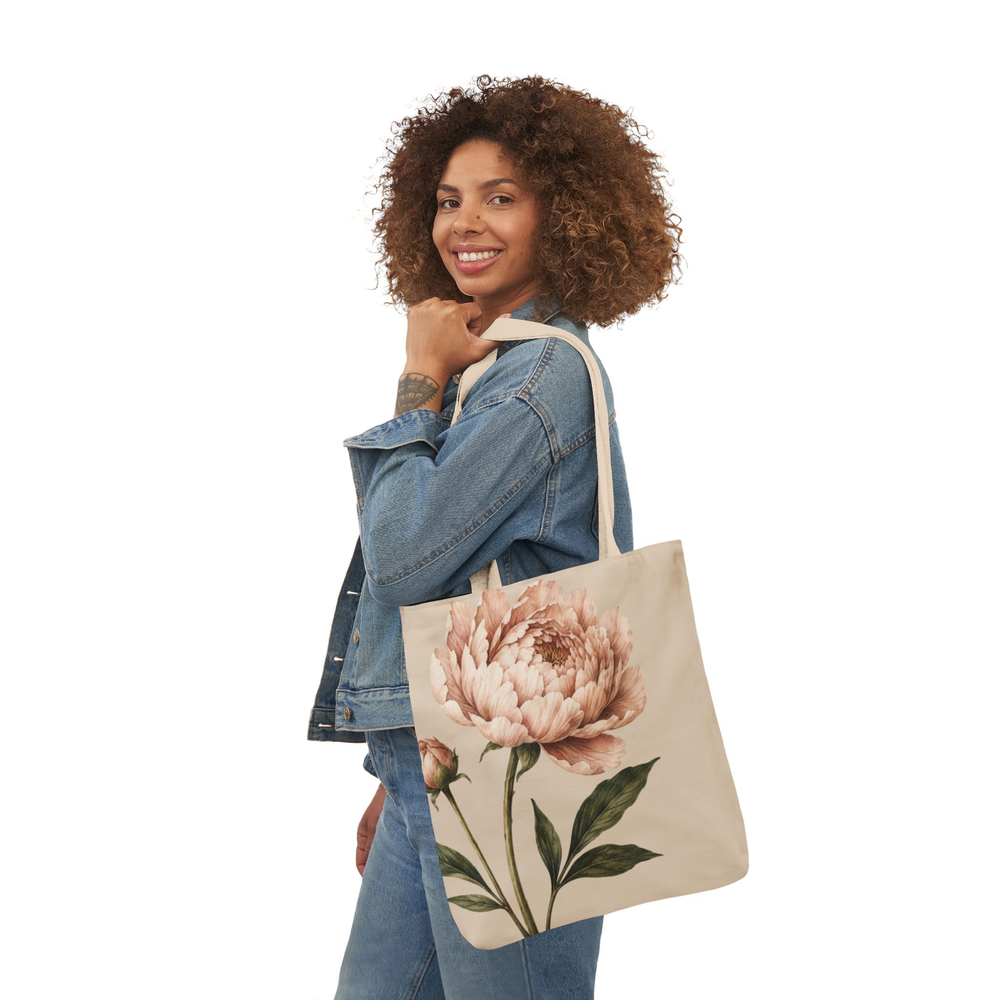 Peony Blush Floral Tote Bag— Elegant Botanical Canvas Tote - Image 11