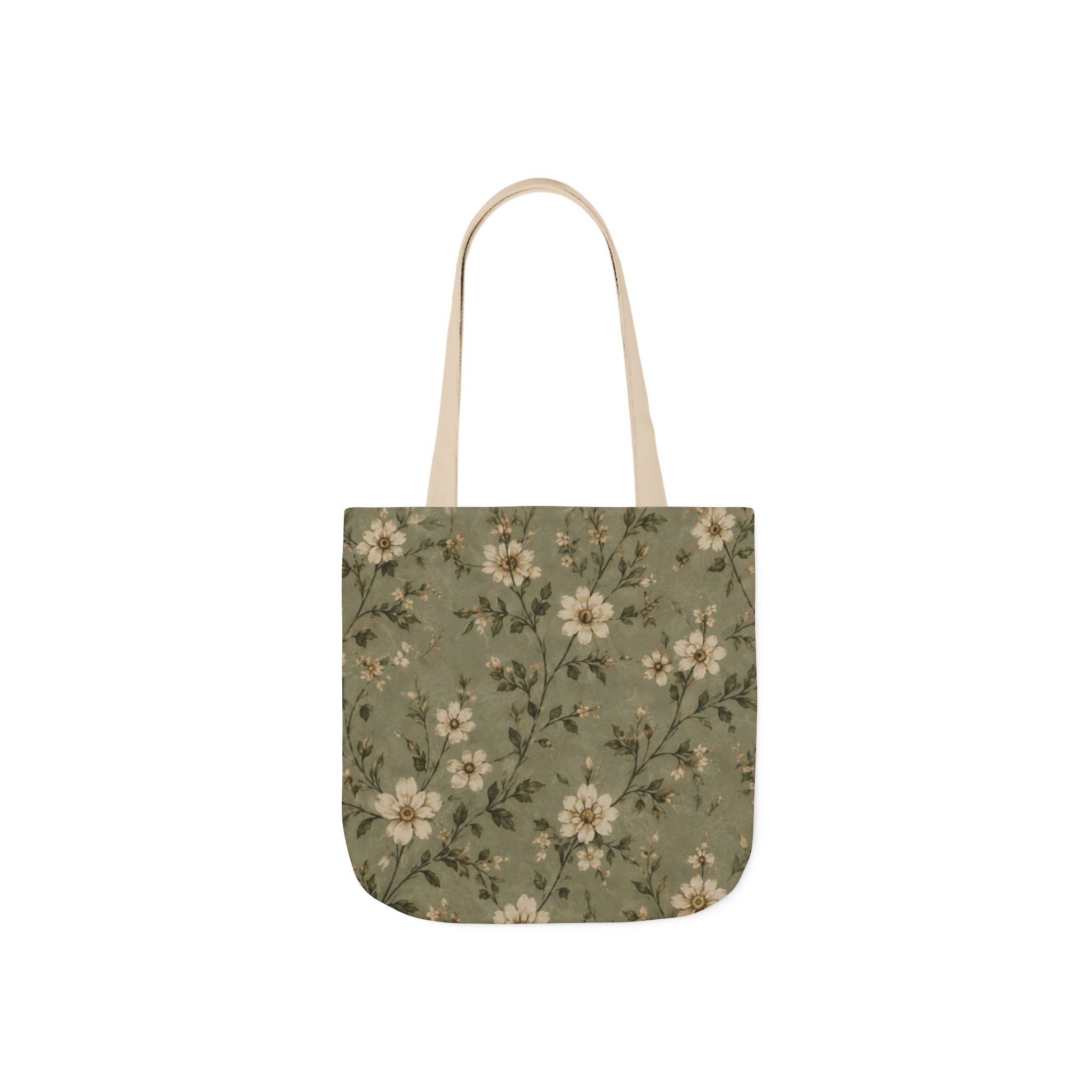Sage Blossom Floral Tote Bag – Sage Green Botanical Canvas Shopping Bag - Image 5