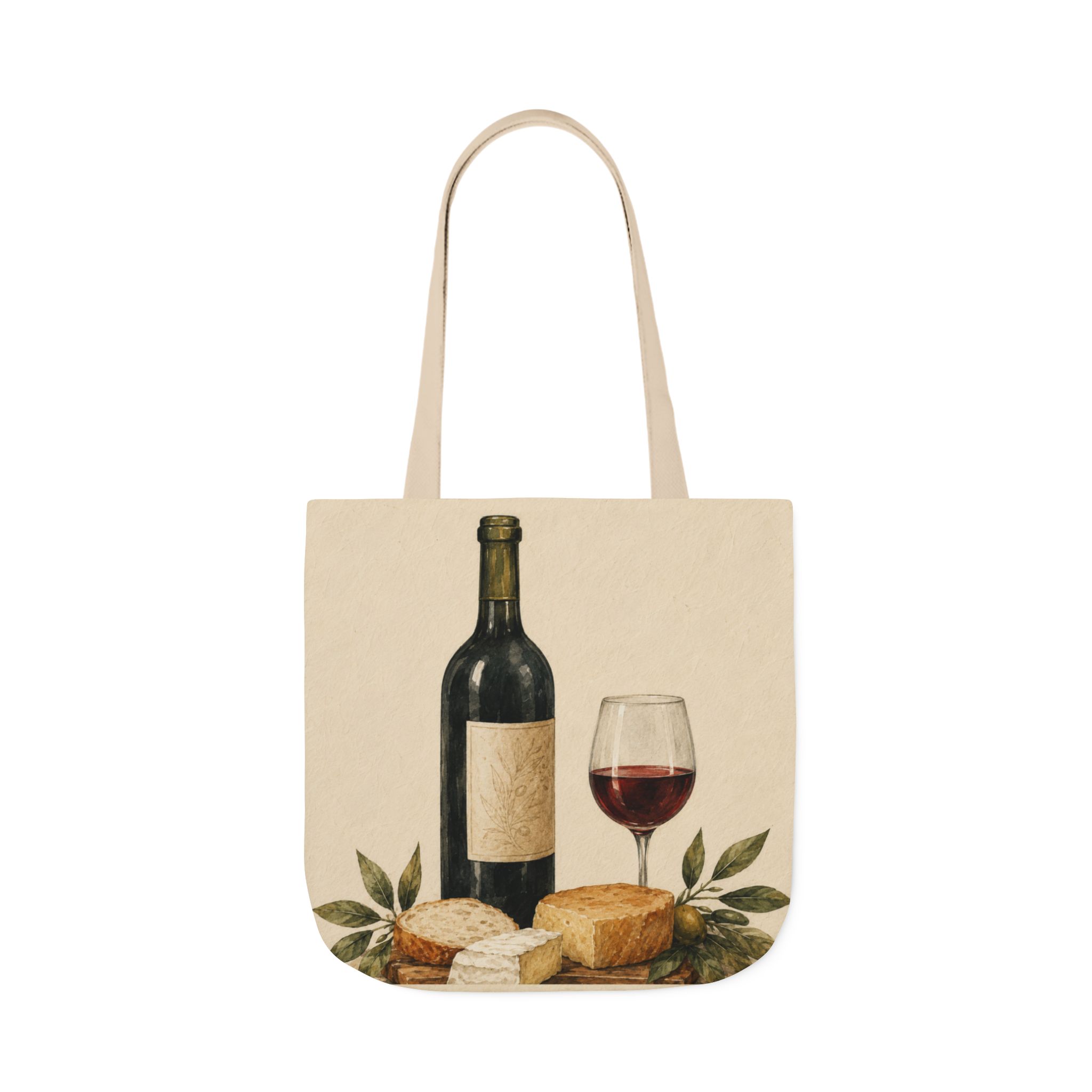 Wine & Bread Canvas Tote Bag - Image 3