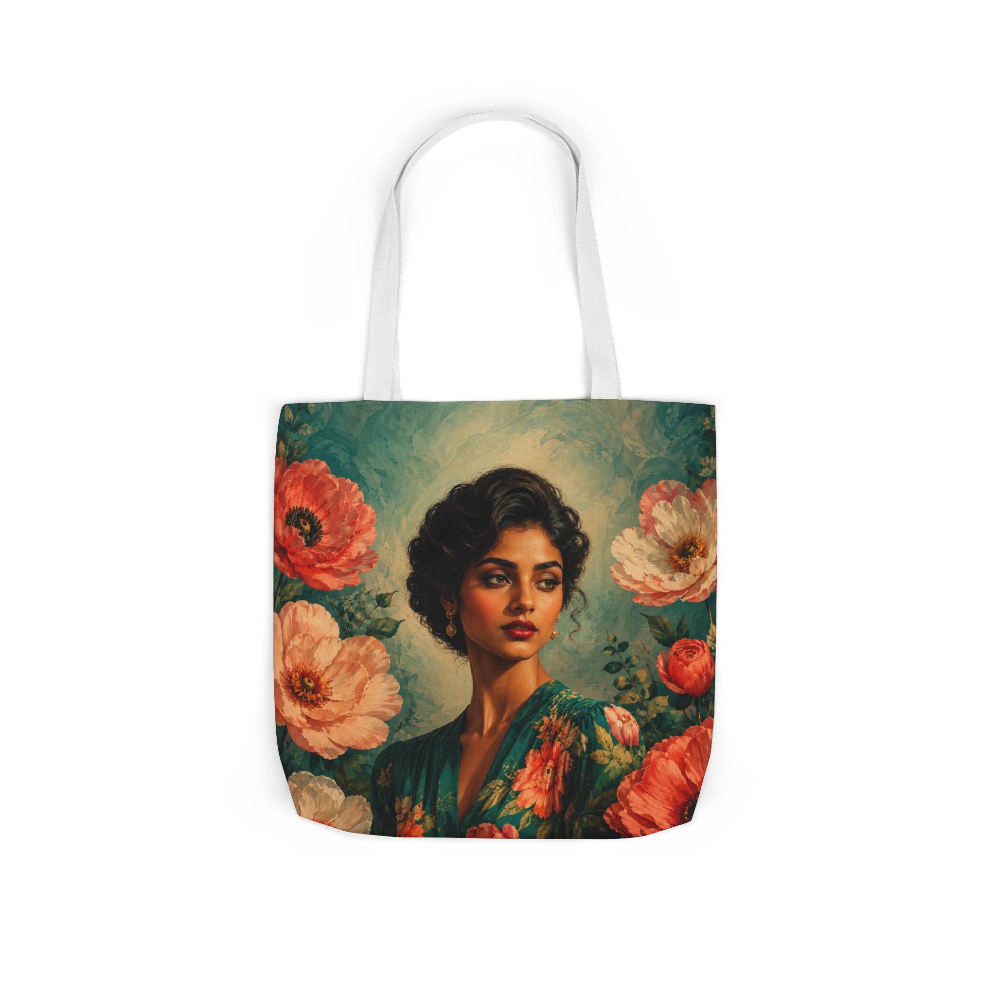 Emerald Bloom Canvas Tote Bag – Botanical Canvas Shoulder Bag - Image 6