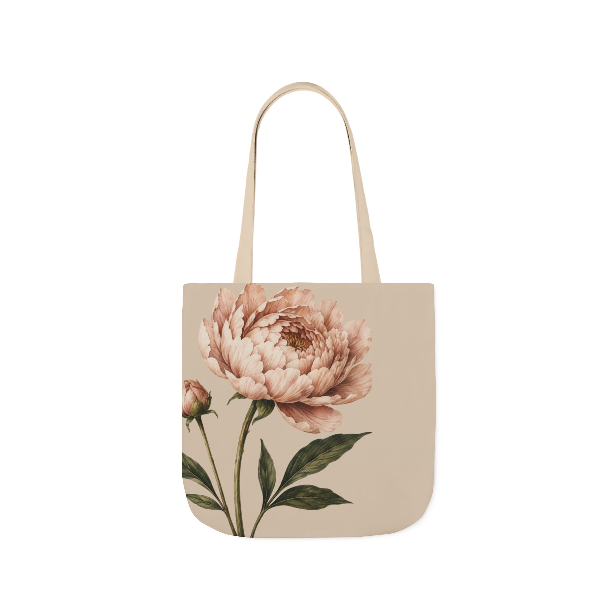 Peony Blush Floral Tote Bag— Elegant Botanical Canvas Tote