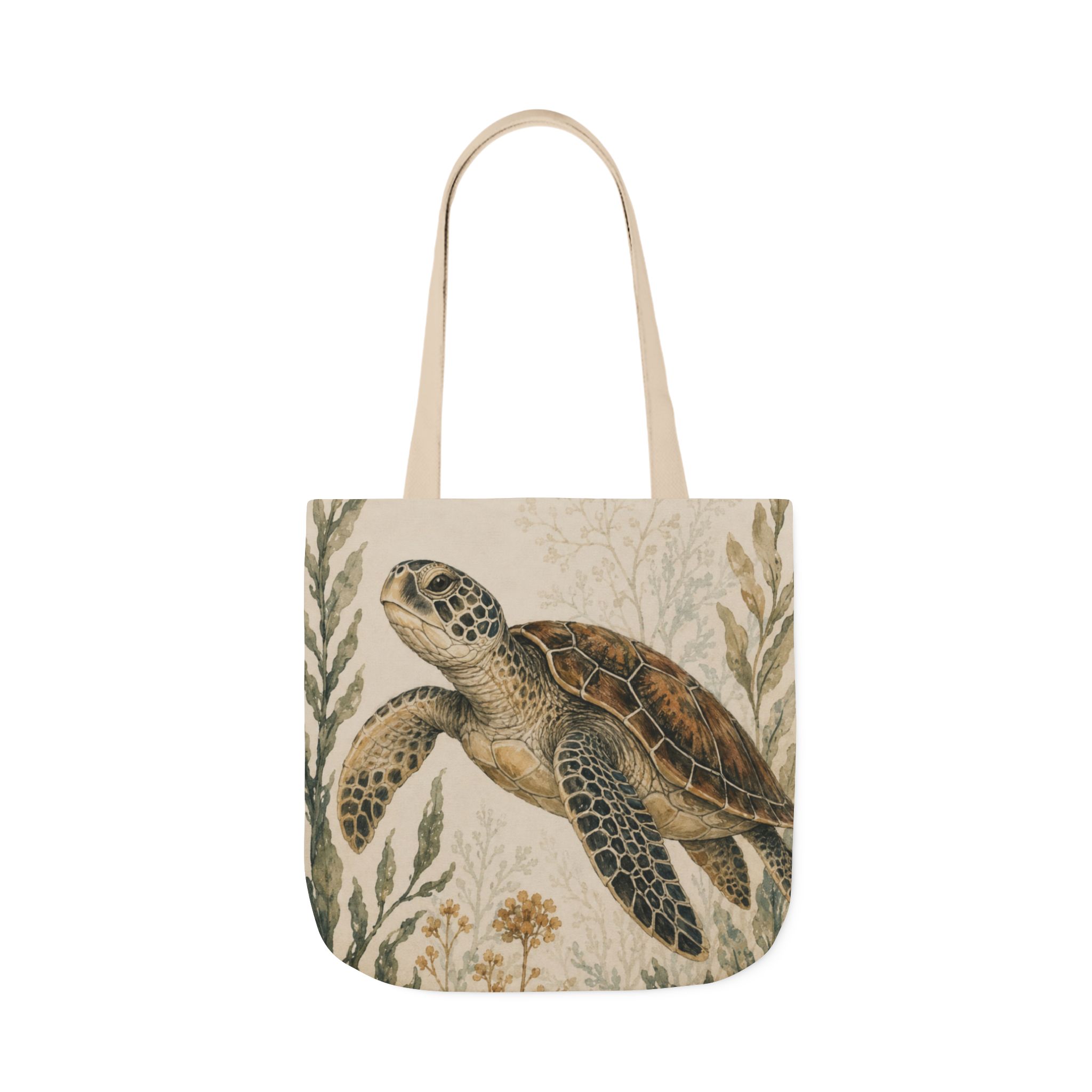 Sea Turtle Canvas Tote Bag — Vintage Marine Illustration Eco Beach Bag - Image 6