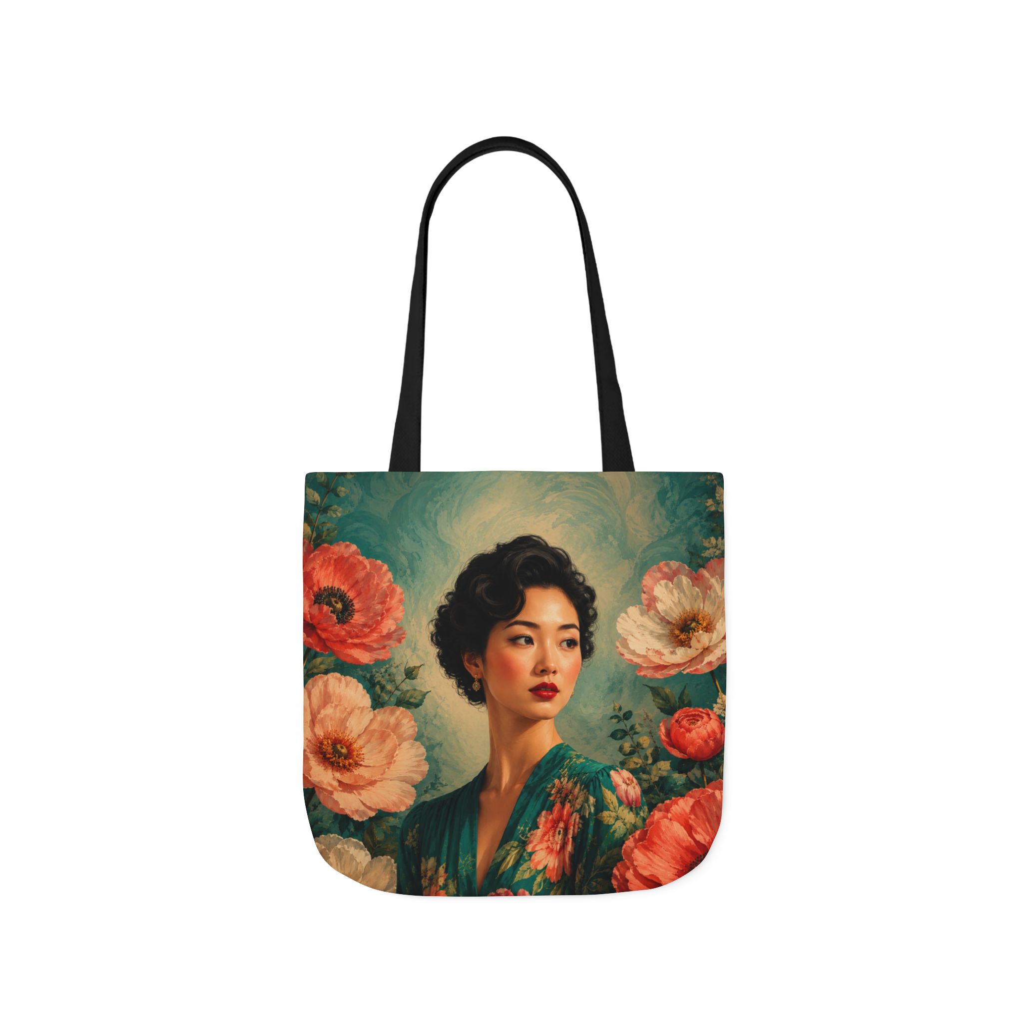 Floral Portrait Tote Bag — Woman Art Canvas Tote - Image 17