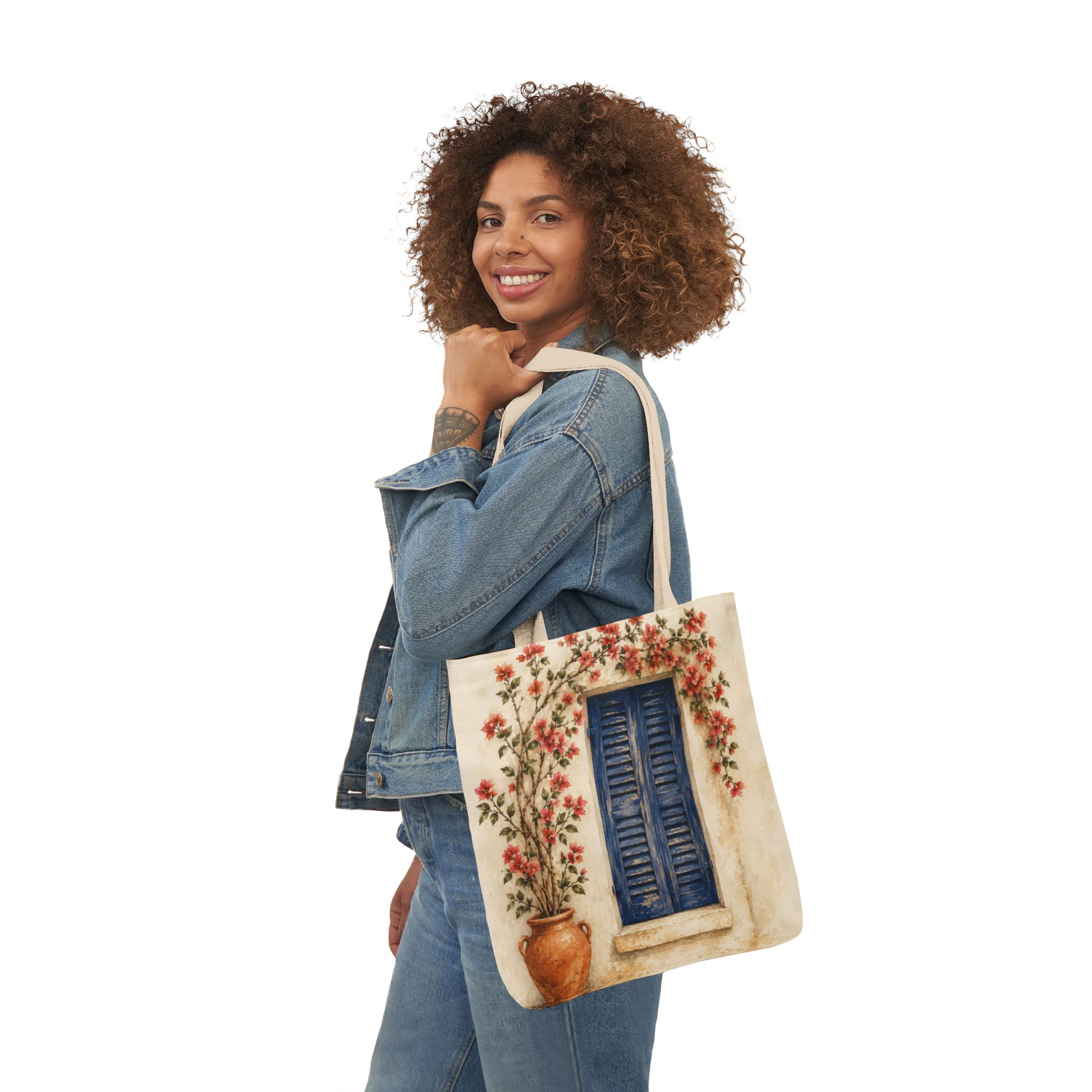 Mediterranean Window Canvas Tote – Coastal Reusable Beach & Grocery Bag - Image 5