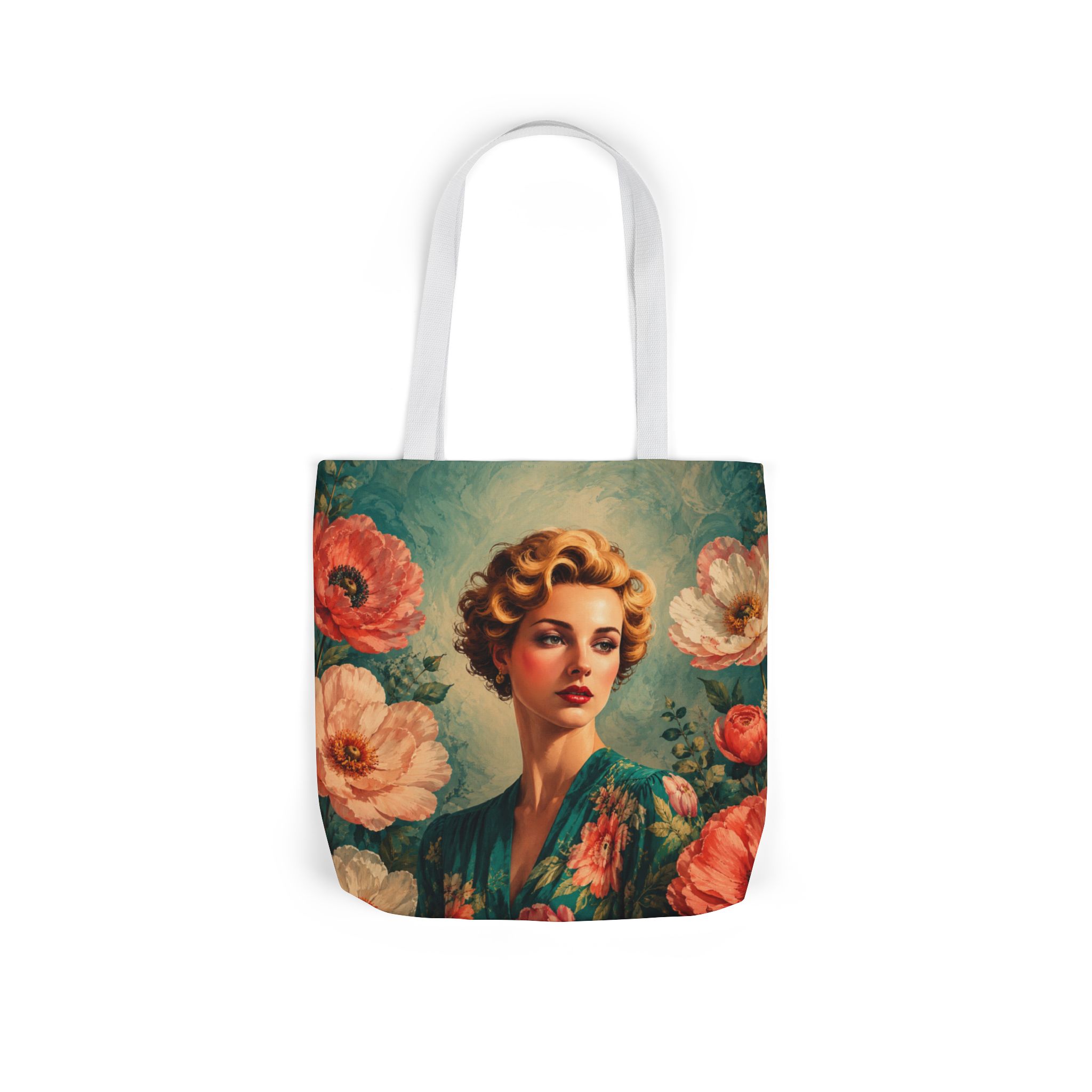Golden Bloom Canvas Tote Bag — Retro Glam Woman Canvas Tote - Image 4