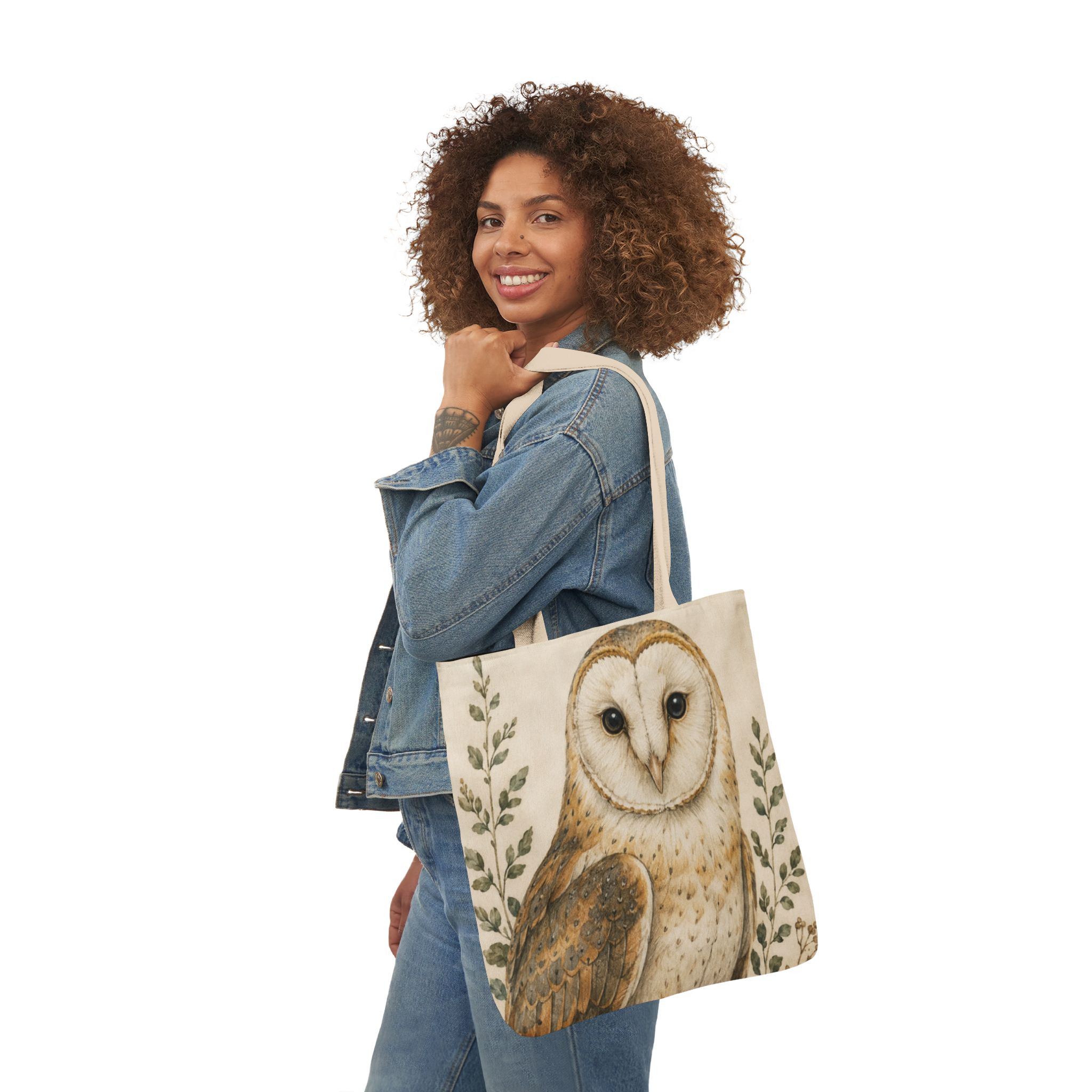 Barn Owl Canvas Tote Bag— Woodland Animal Art Tote - Image 11