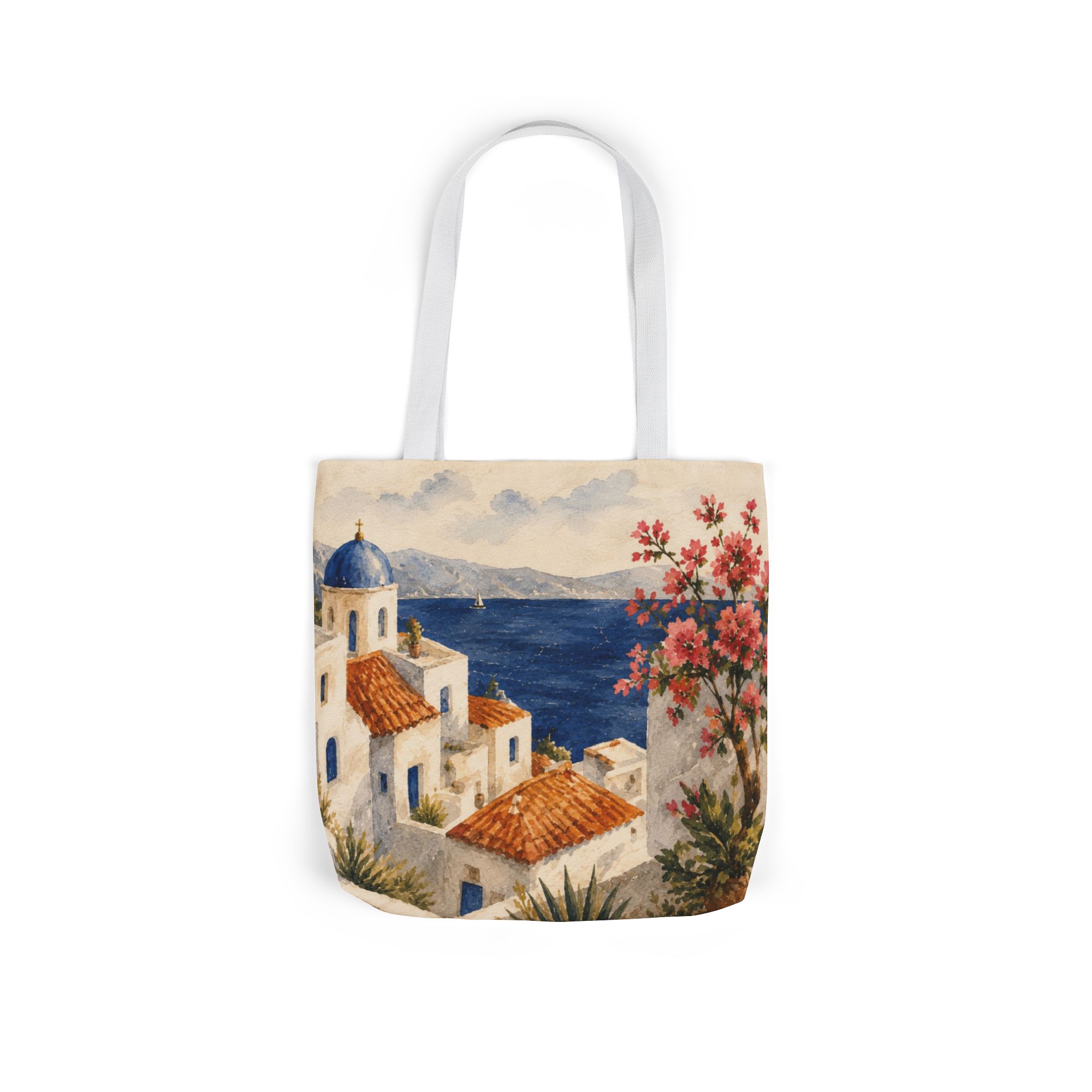 Santorini Coastal Village Canvas Tote Bag – Greek Island Beach Tote - Image 23