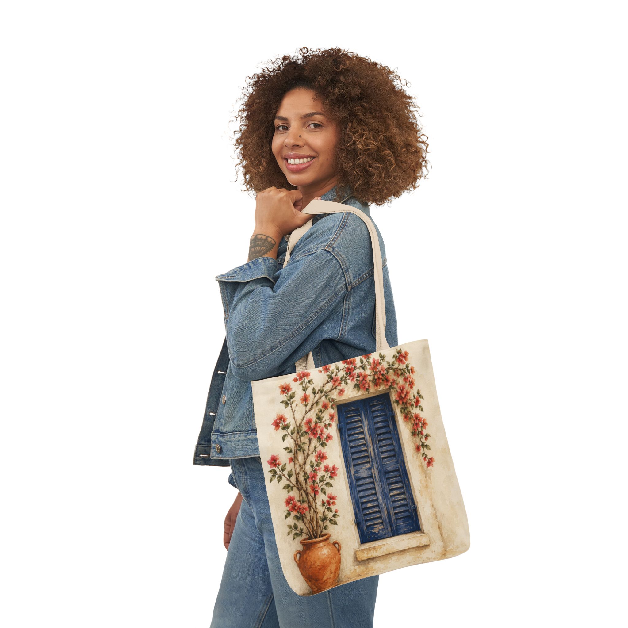 Mediterranean Window Canvas Tote – Coastal Reusable Beach & Grocery Bag - Image 11
