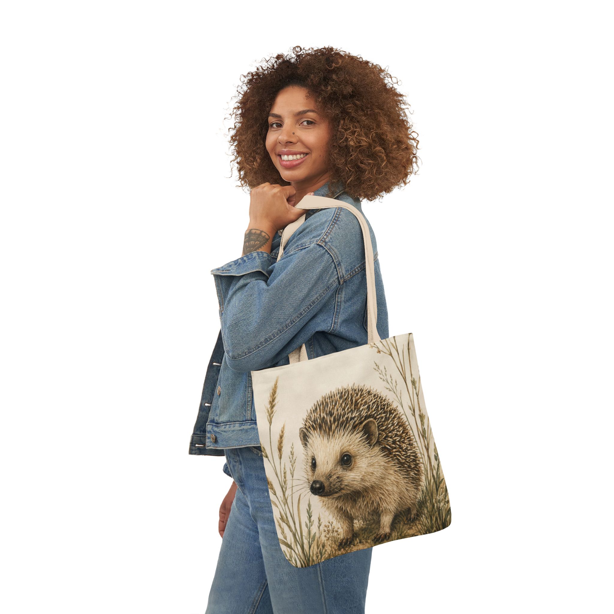 Hedgehog Canvas Tote Bag— Woodland Animal Art Tote - Image 5