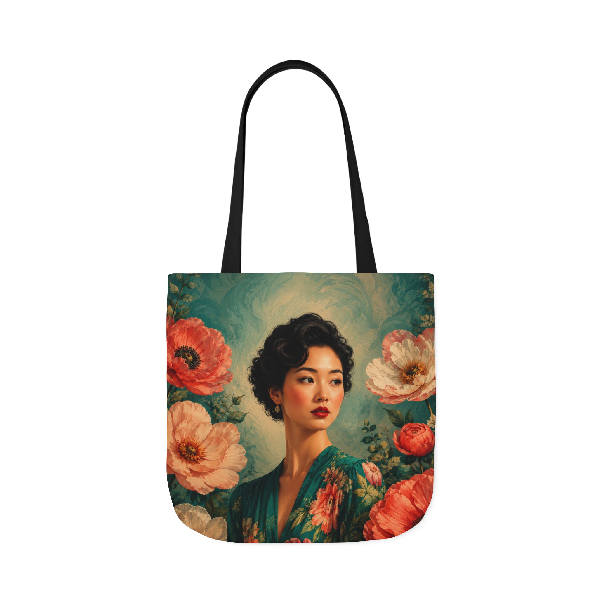 Floral Portrait Tote Bag — Woman Art Canvas Tote - Image 21