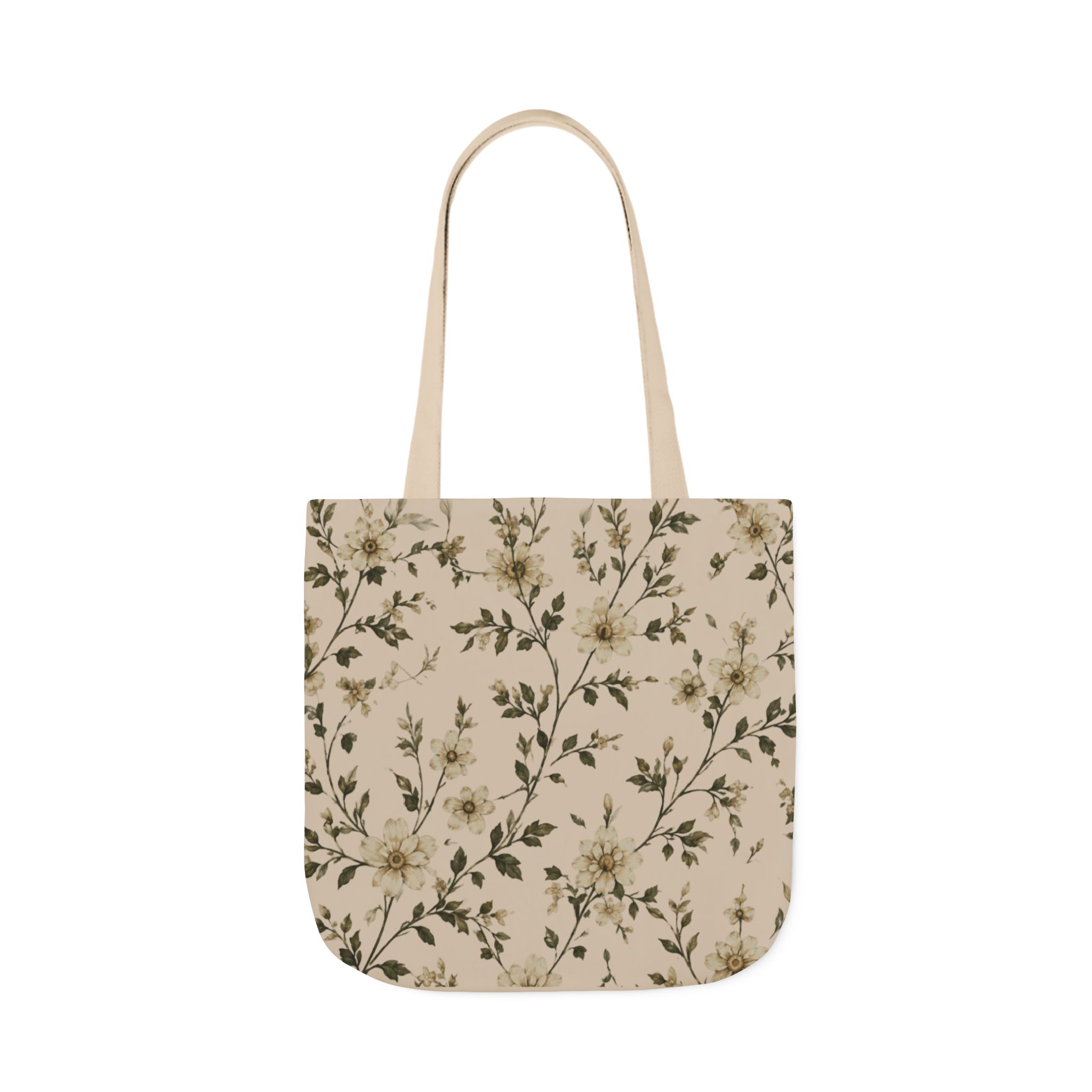 Sage Blossom Floral Tote Bag – Sage Green Botanical Canvas Shopping Bag - Image 6