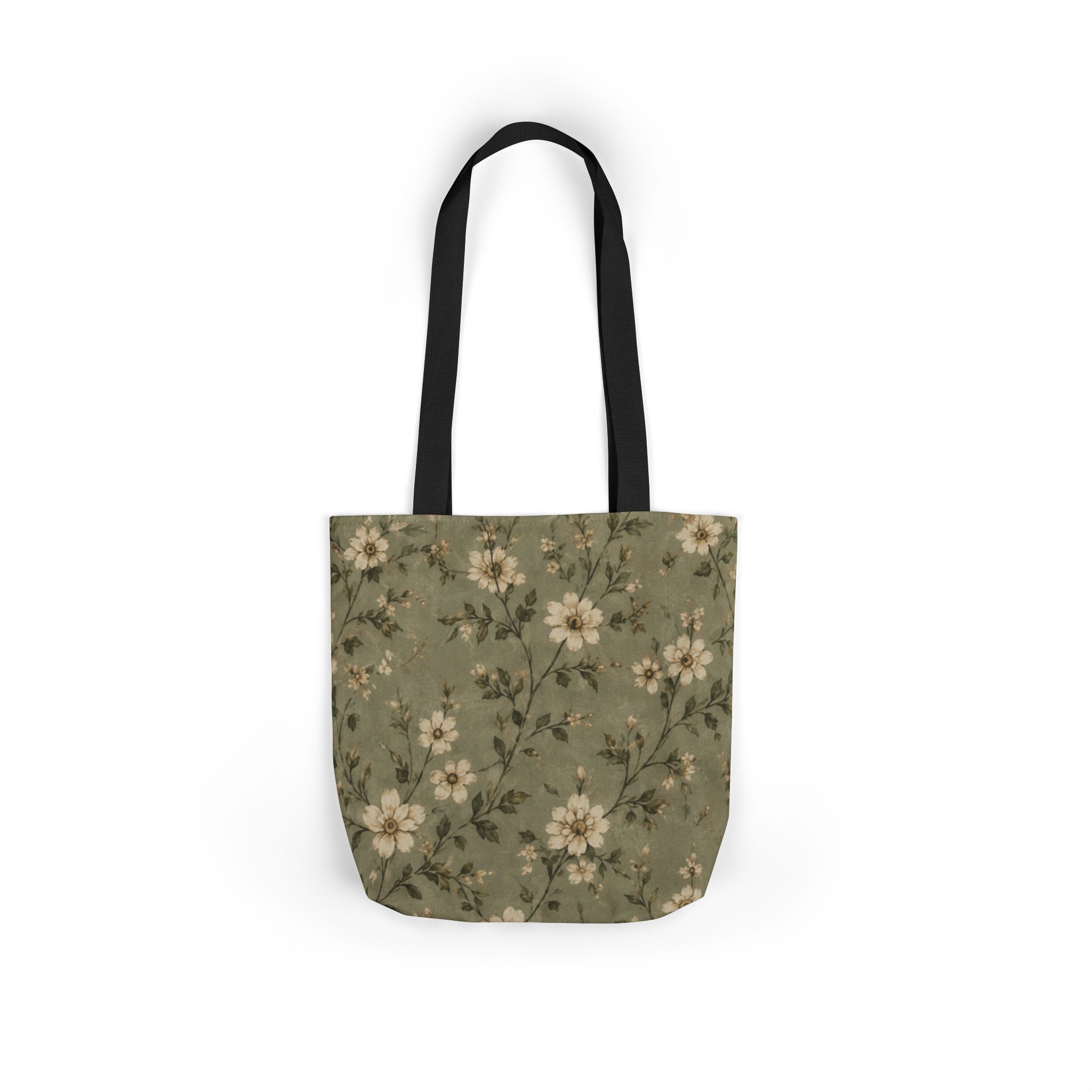 Sage Blossom Floral Tote Bag – Sage Green Botanical Canvas Shopping Bag - Image 2