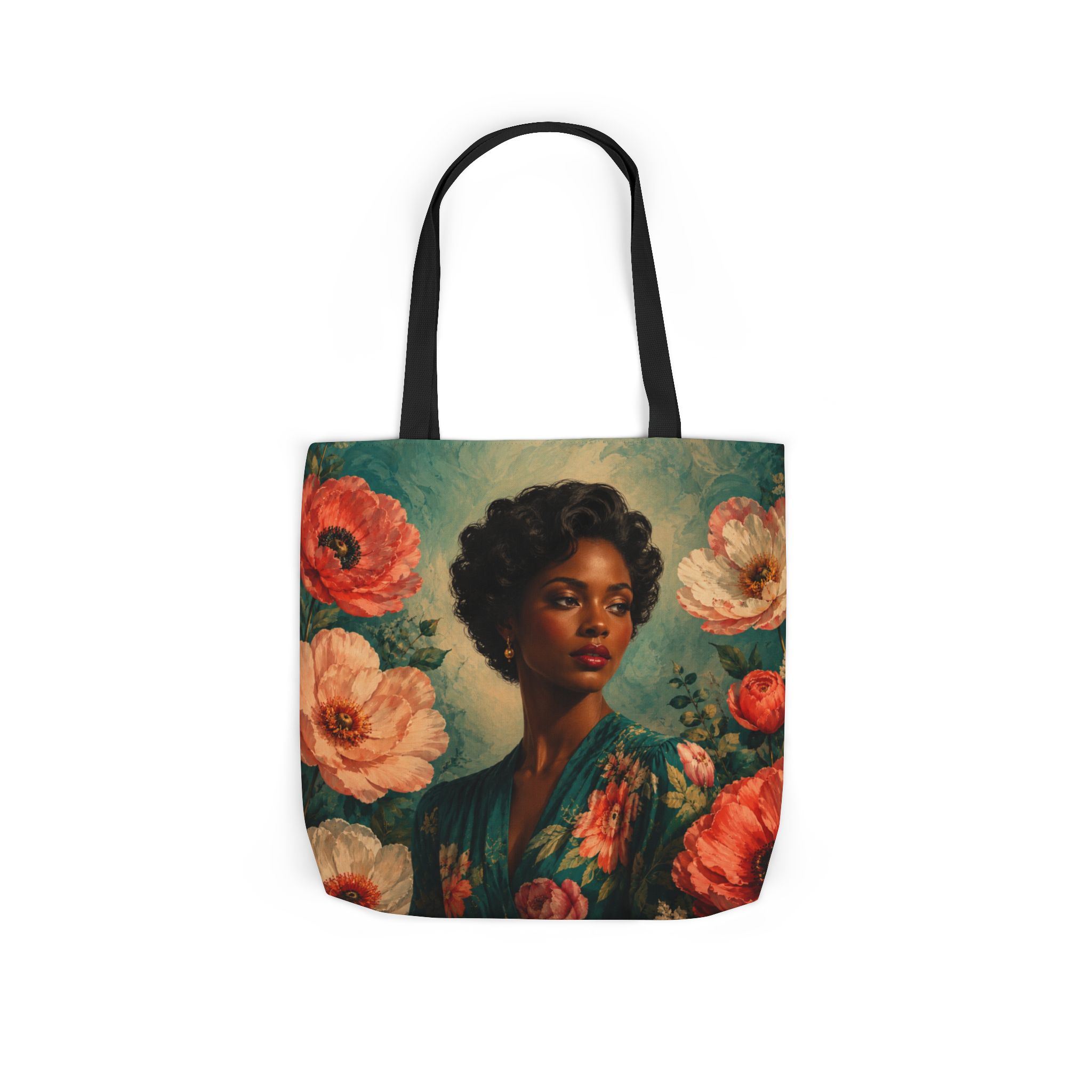 Emerald Bloom Canvas Tote Bag - Image 2