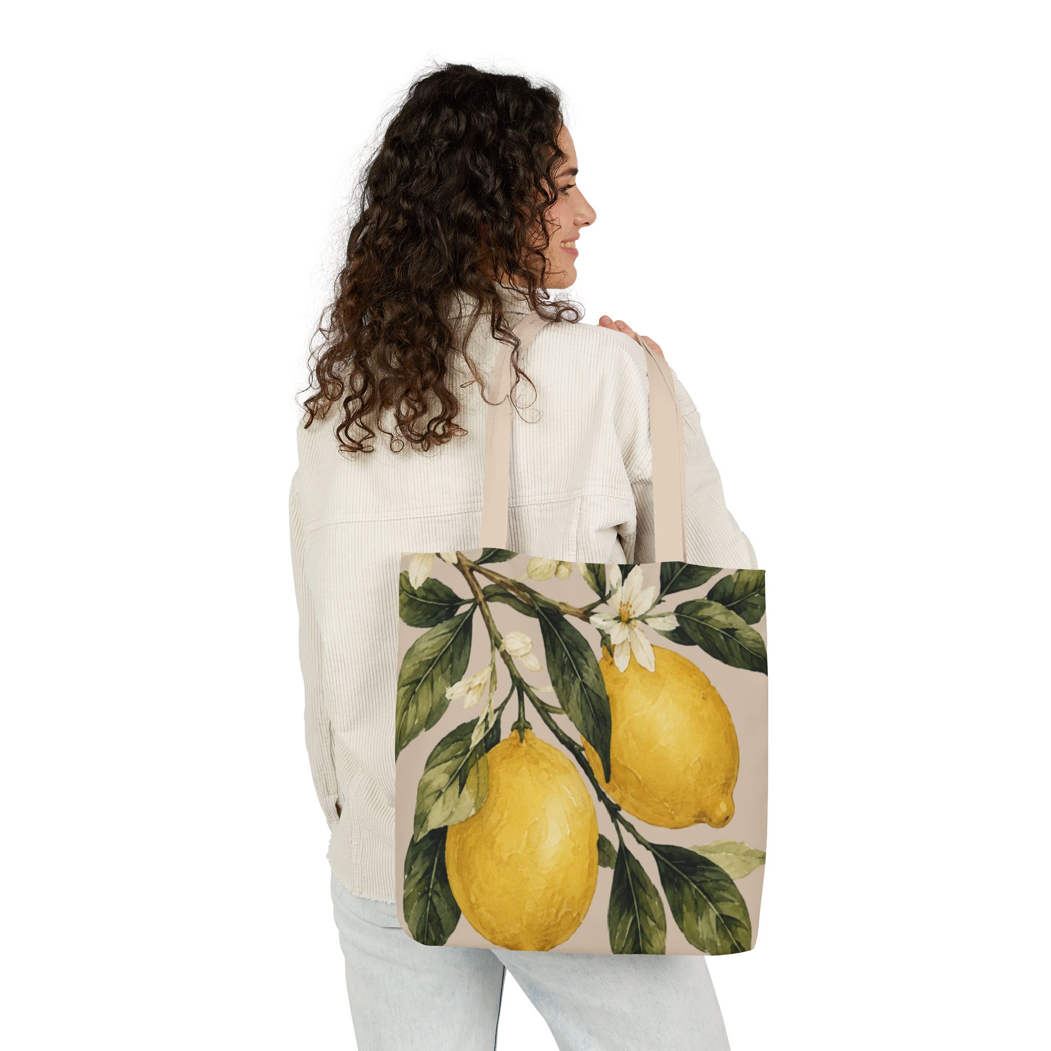 Lemon Canvas Tote Bag – Mediterranean Botanical Shopping Bag - Image 10