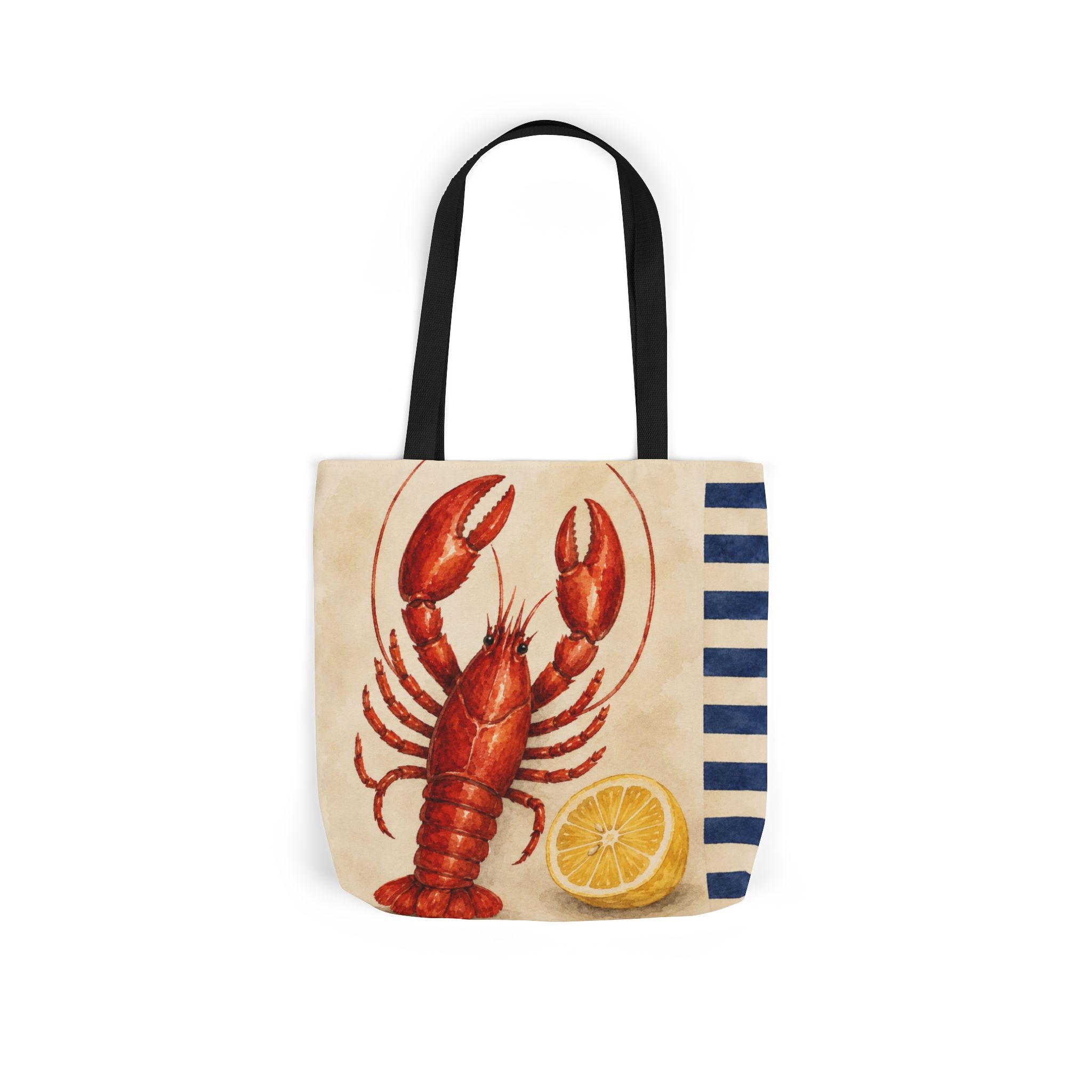 Lobster & Lemon Striped Canvas Tote – Coastal Nautical Reusable Beach & Grocery Bag - Image 13