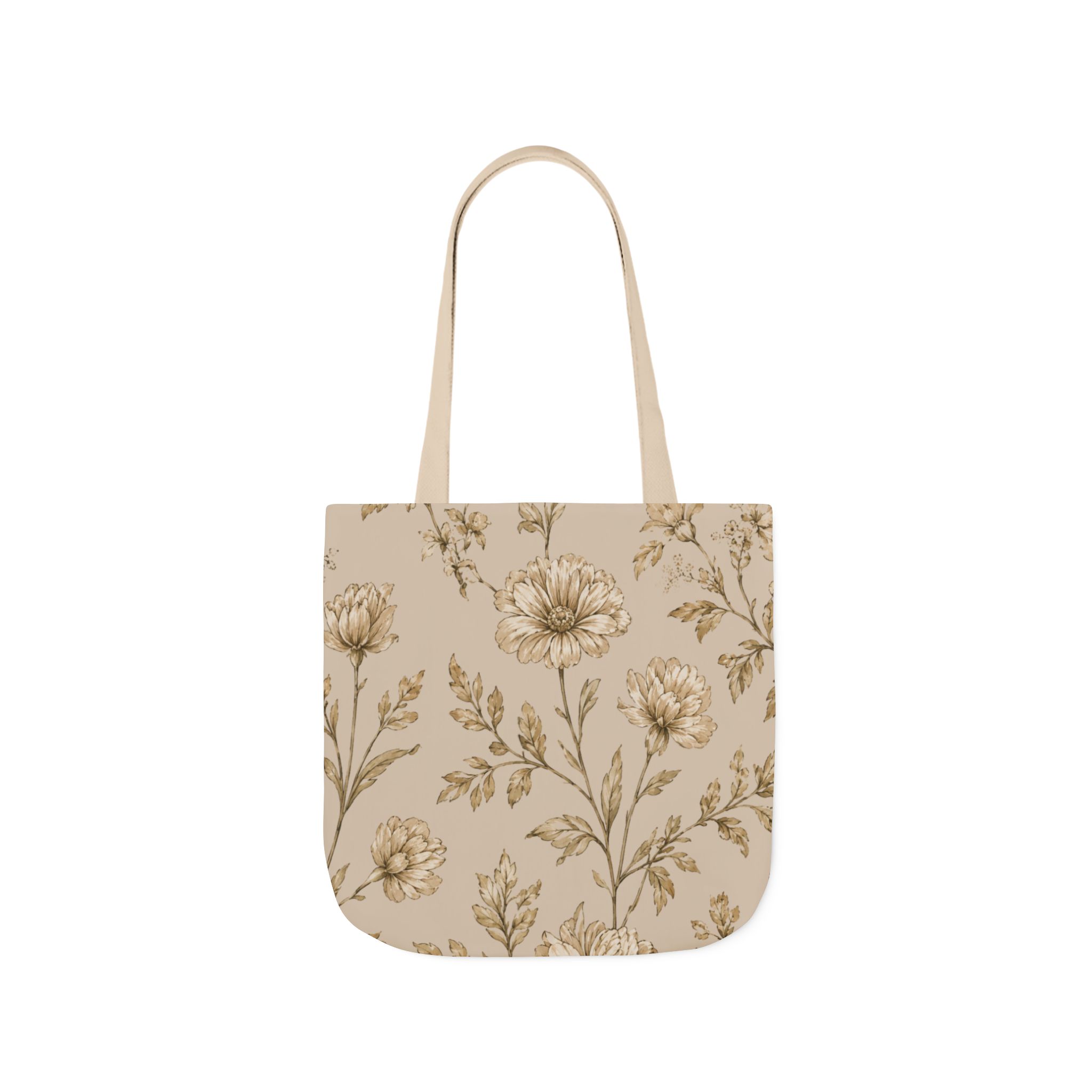 Botanical Toile Floral Tote Bag — Vintage Botanical Canvas Tote - Image 3