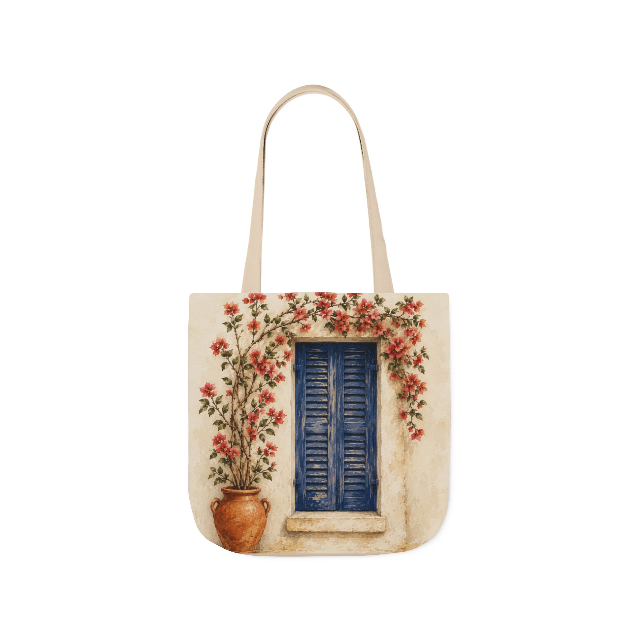 Mediterranean Window Canvas Tote – Coastal Reusable Beach & Grocery Bag - Image 3
