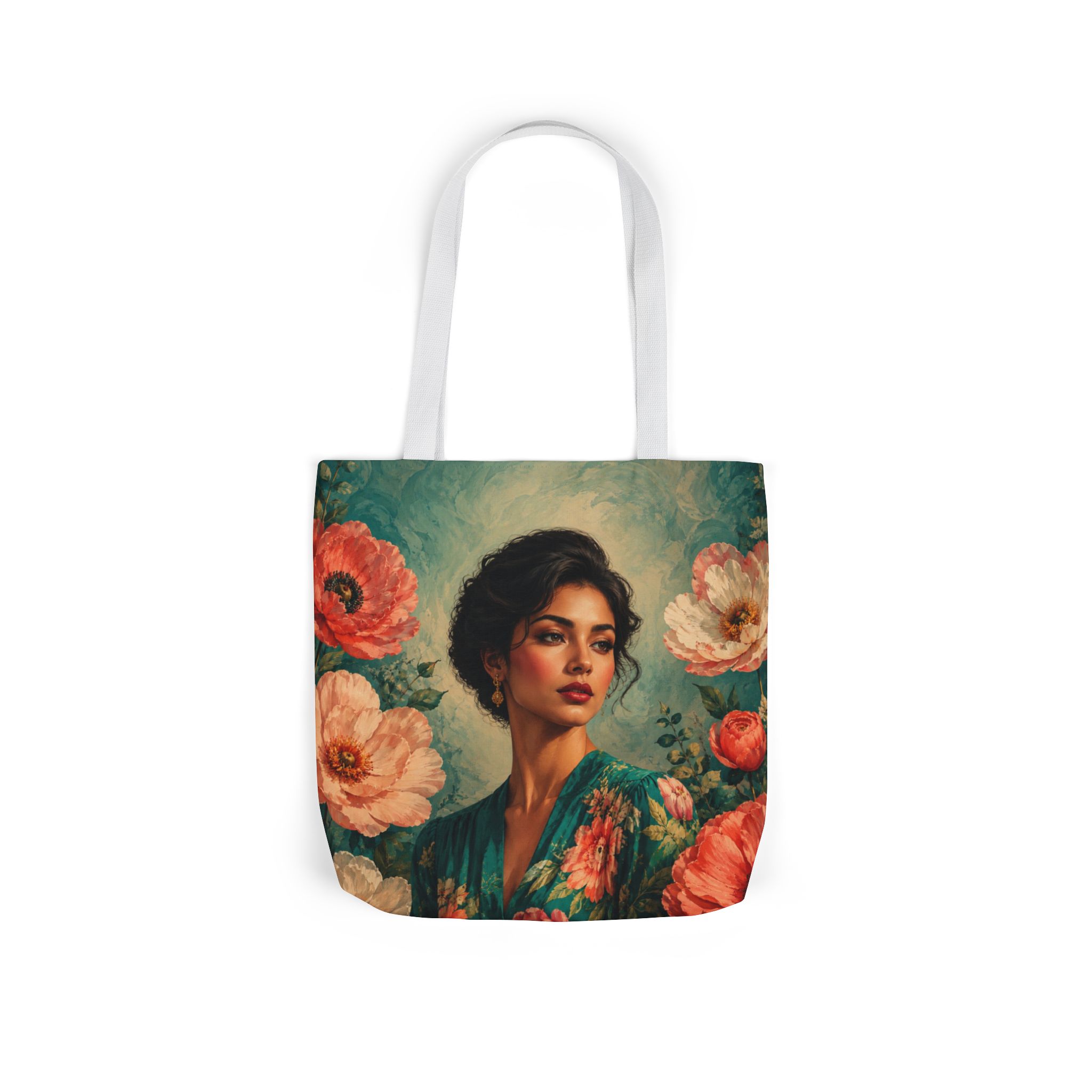 Coral Bloom Canvas Tote Bag – Floral Reusable Grocery Bag - Image 4
