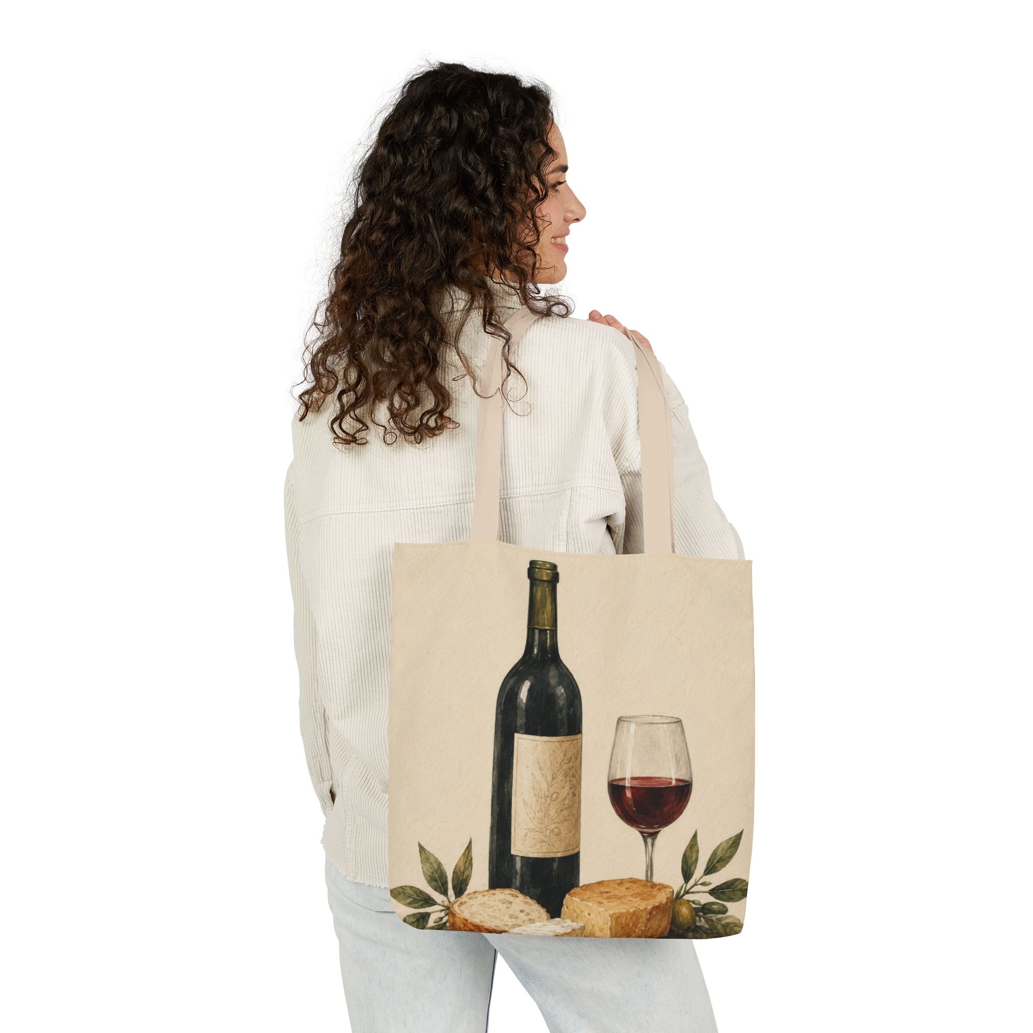 Wine & Bread Canvas Tote Bag - Image 5