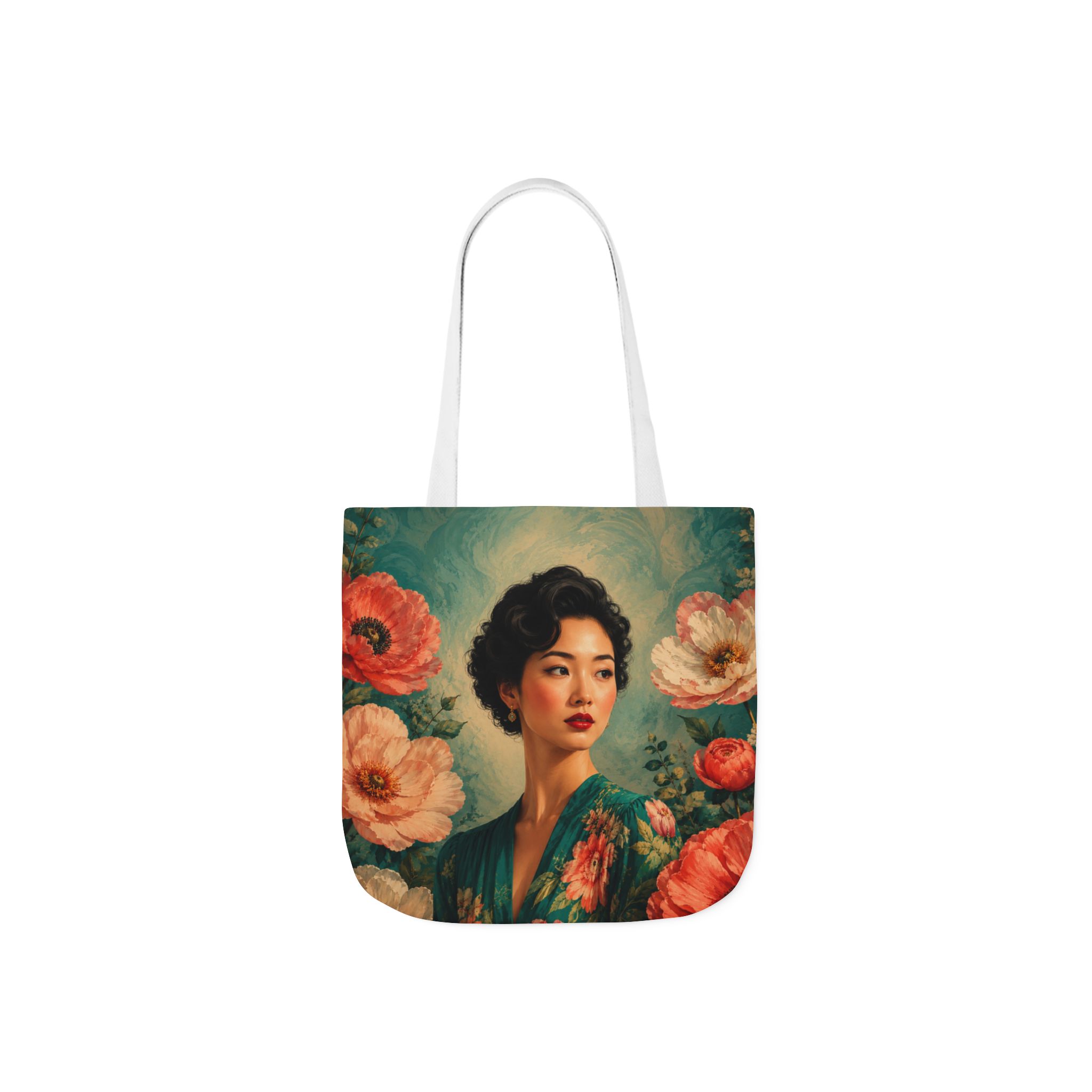 Floral Portrait Tote Bag — Woman Art Canvas Tote - Image 13