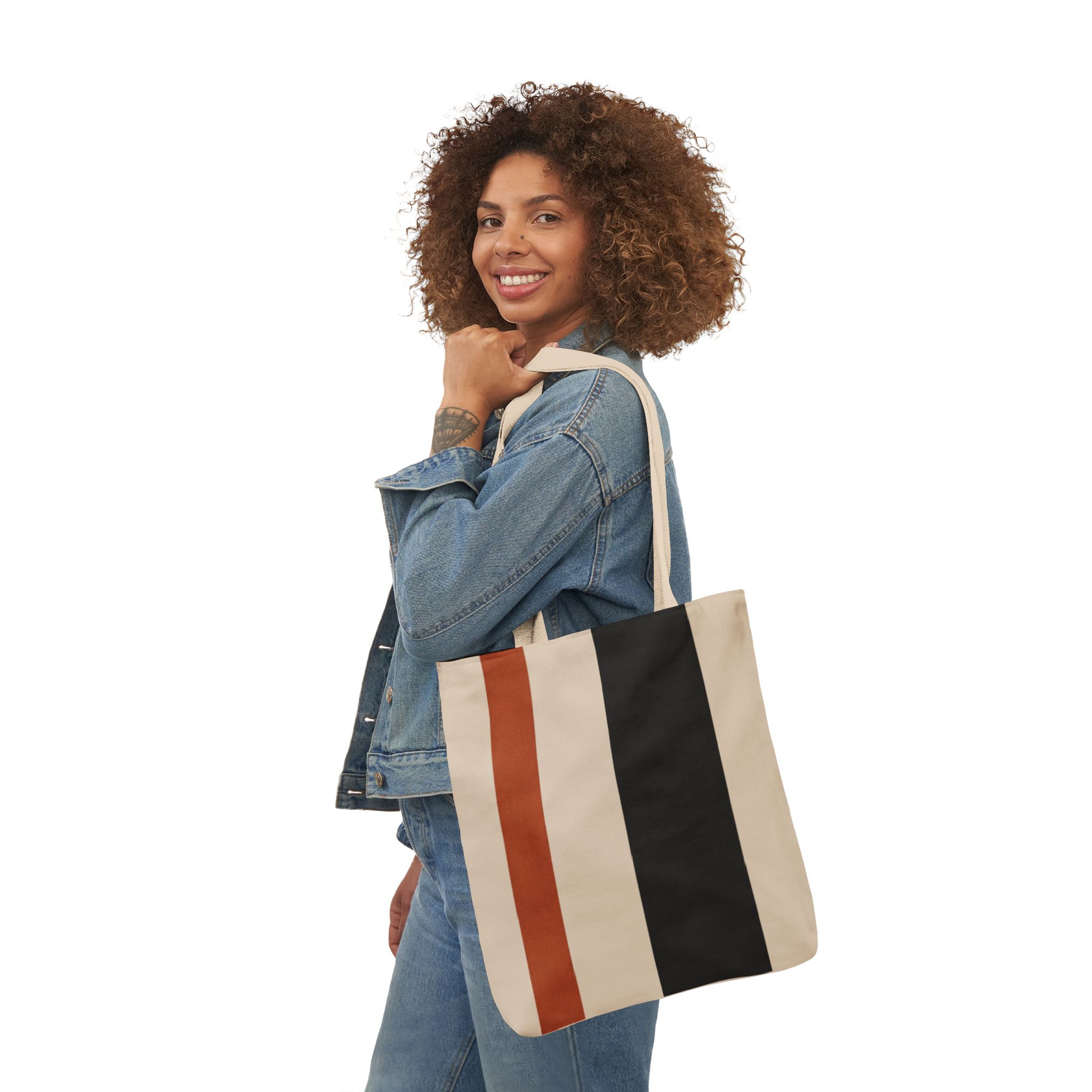 Terra Stripe Modern Geometric Tote Bag – Scandinavian Canvas Shopping Bag - Image 11