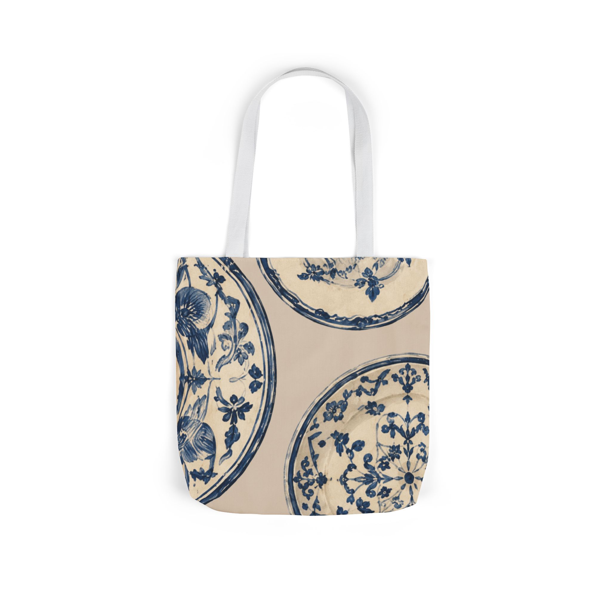 Blue Delft Plate Canvas Tote — Vintage Floral Pattern Reusable Beach & Grocery Bag - Image 13