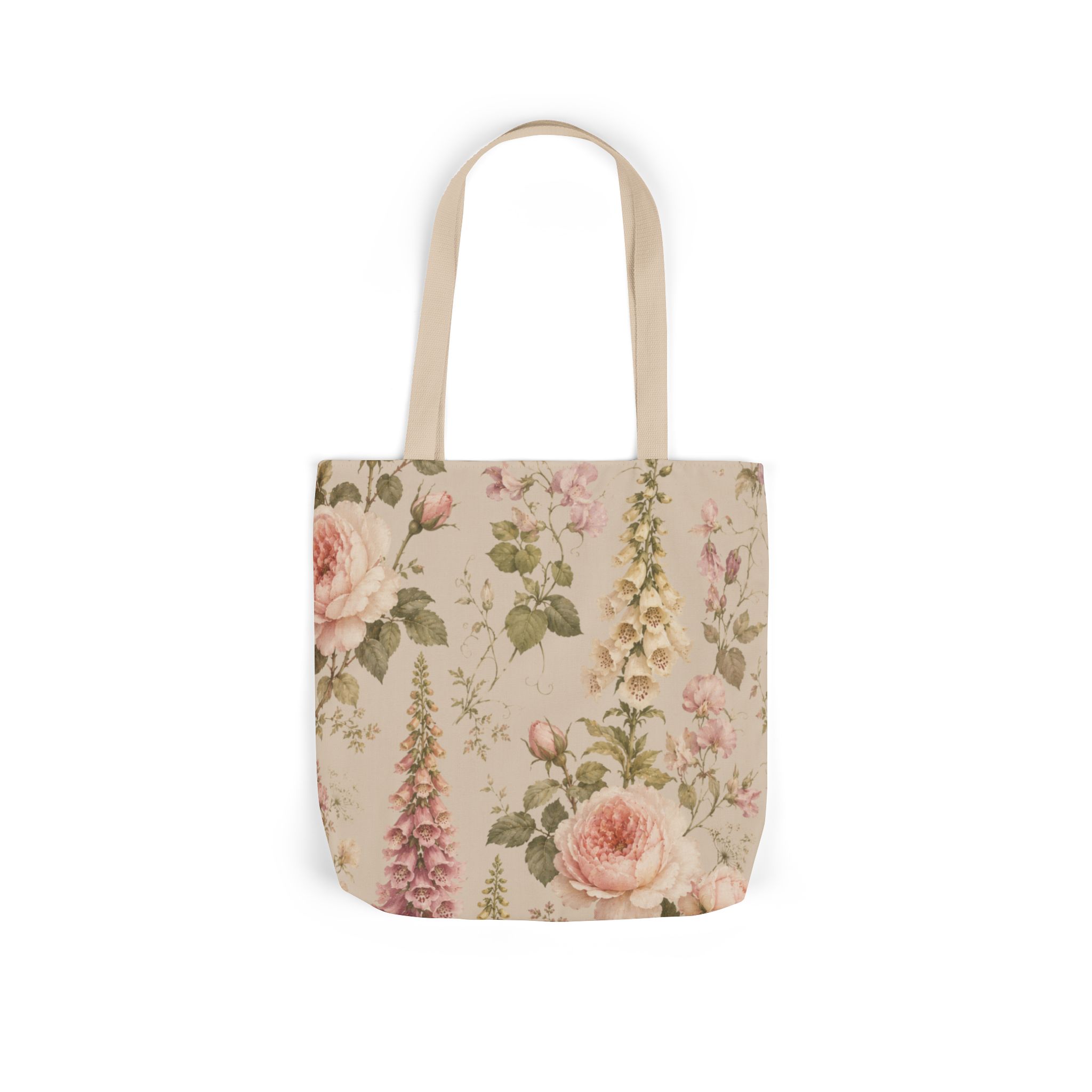 English Garden Romance Floral Tote Bag – Vintage Botanical Canvas Tote - Image 4
