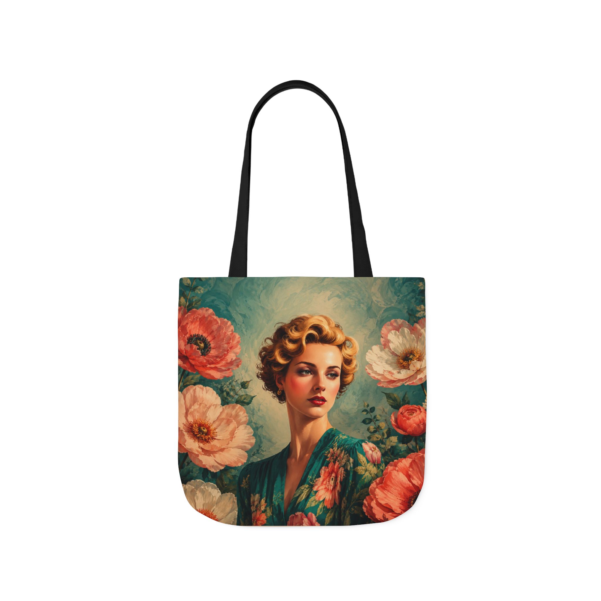 Golden Bloom Canvas Tote Bag — Retro Glam Woman Canvas Tote - Image 19