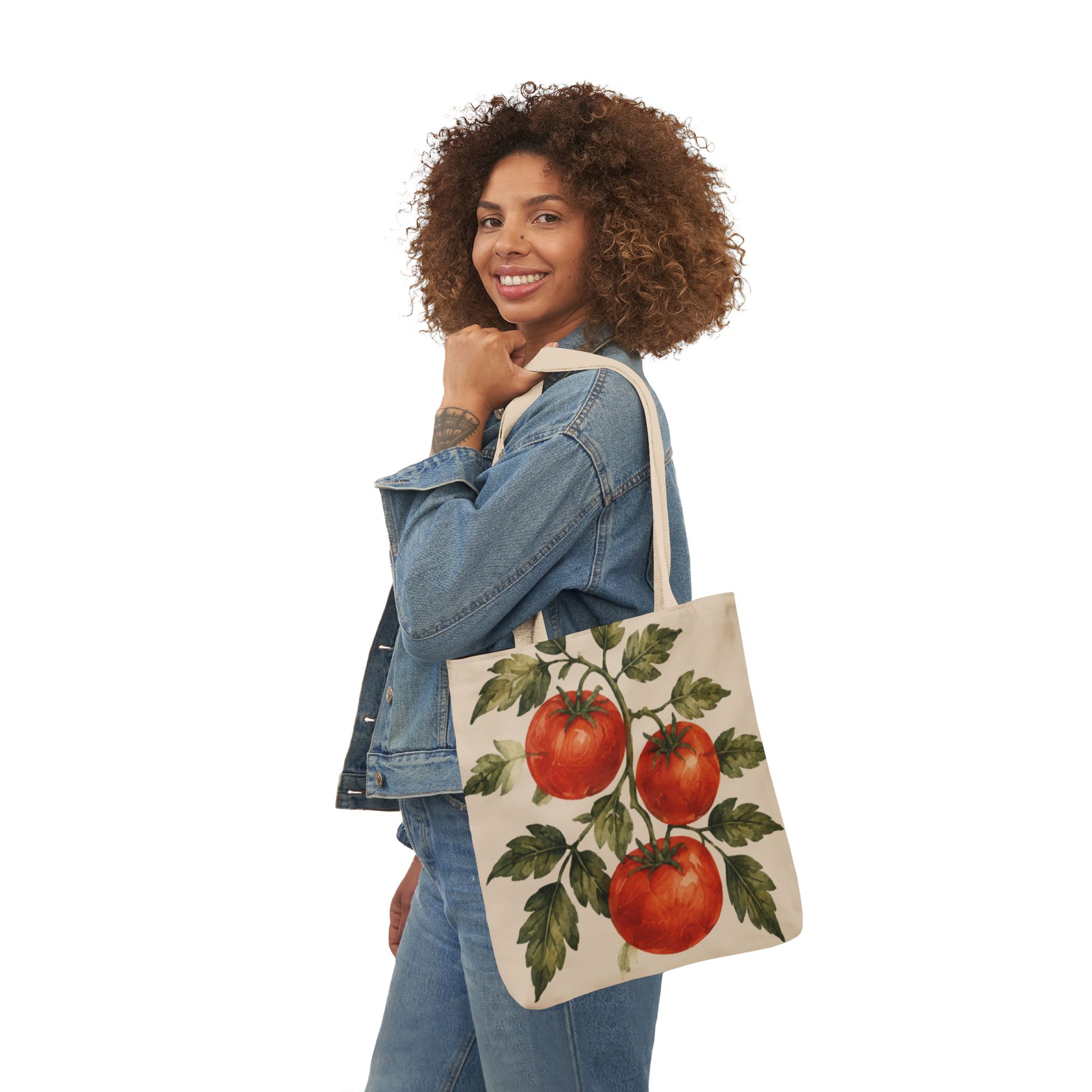 Tomato Vine Canvas Tote Bag — Vintage Botanical Market Bag - Image 5