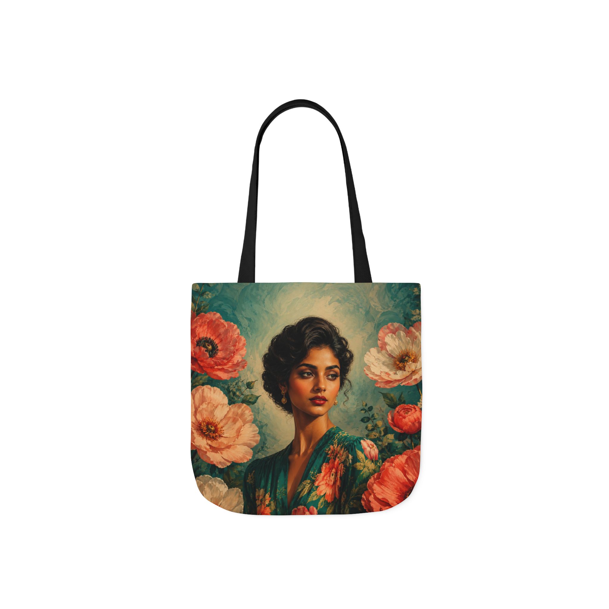 Emerald Bloom Canvas Tote Bag – Botanical Canvas Shoulder Bag - Image 11