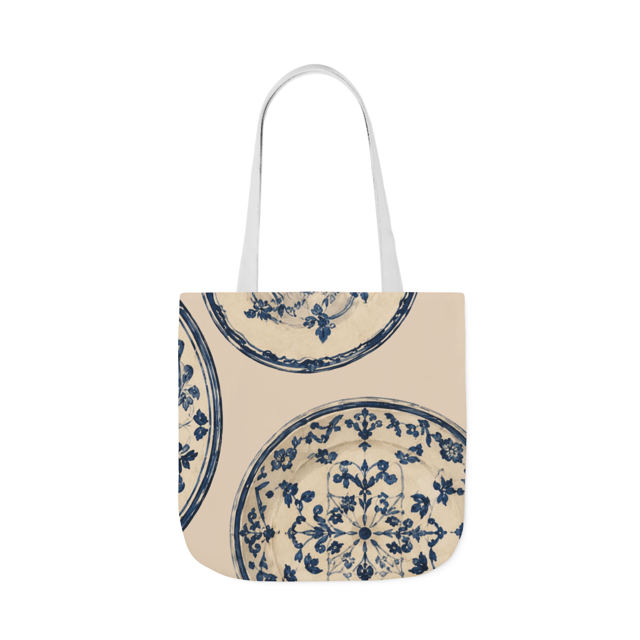 Blue Delft Plate Canvas Tote — Vintage Floral Pattern Reusable Beach & Grocery Bag - Image 18