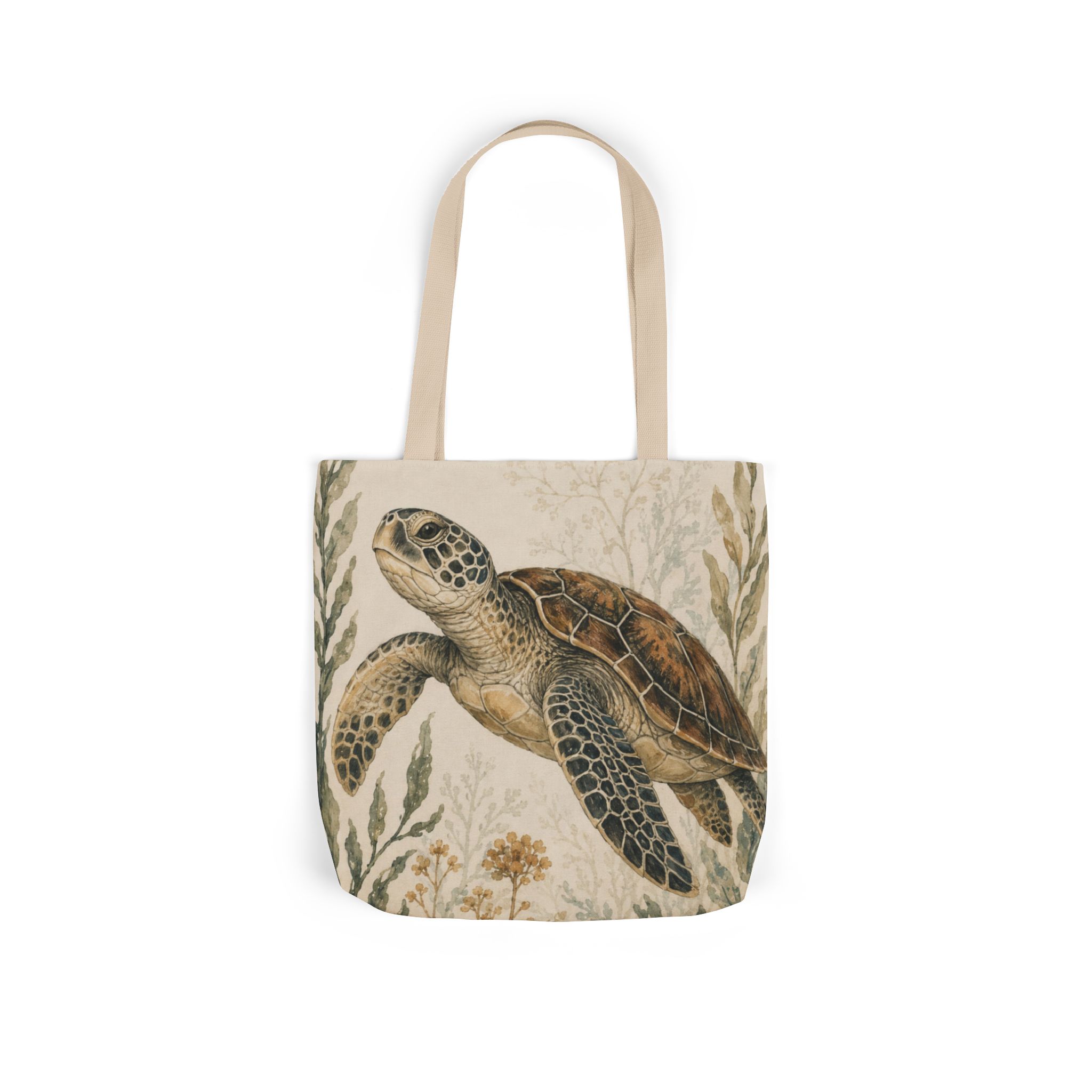 Sea Turtle Canvas Tote Bag — Vintage Marine Illustration Eco Beach Bag - Image 4