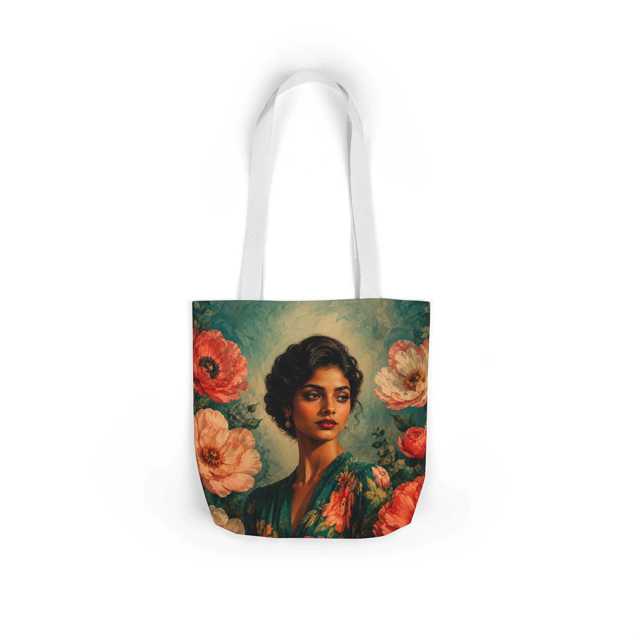 Emerald Bloom Canvas Tote Bag – Botanical Canvas Shoulder Bag - Image 14