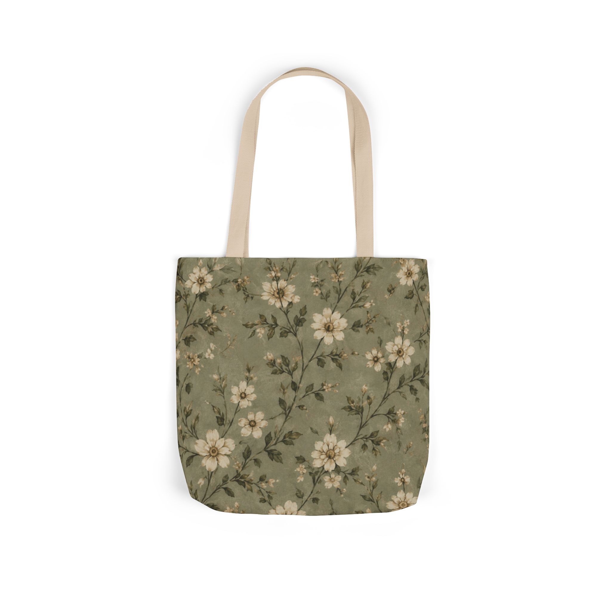 Sage Blossom Floral Tote Bag – Sage Green Botanical Canvas Shopping Bag - Image 10