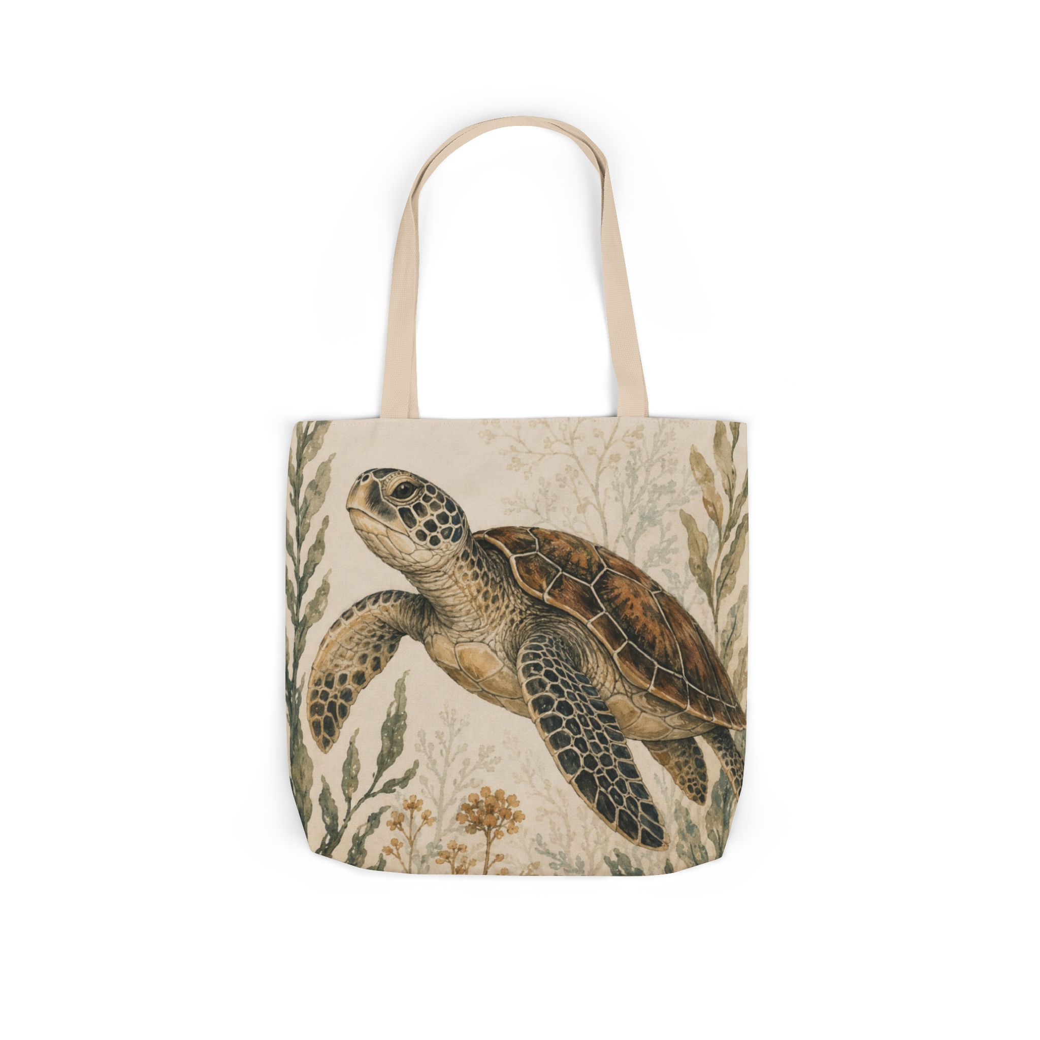 Sea Turtle Canvas Tote Bag — Vintage Marine Illustration Eco Beach Bag - Image 9