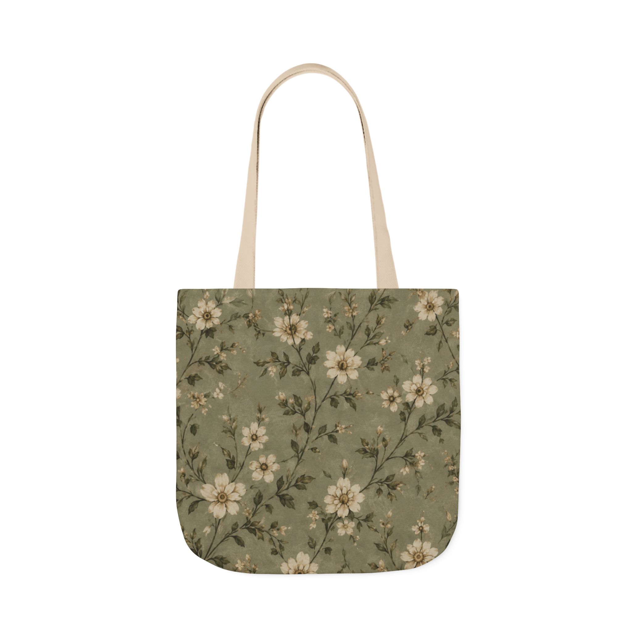 Sage Blossom Floral Tote Bag – Sage Green Botanical Canvas Shopping Bag - Image 13