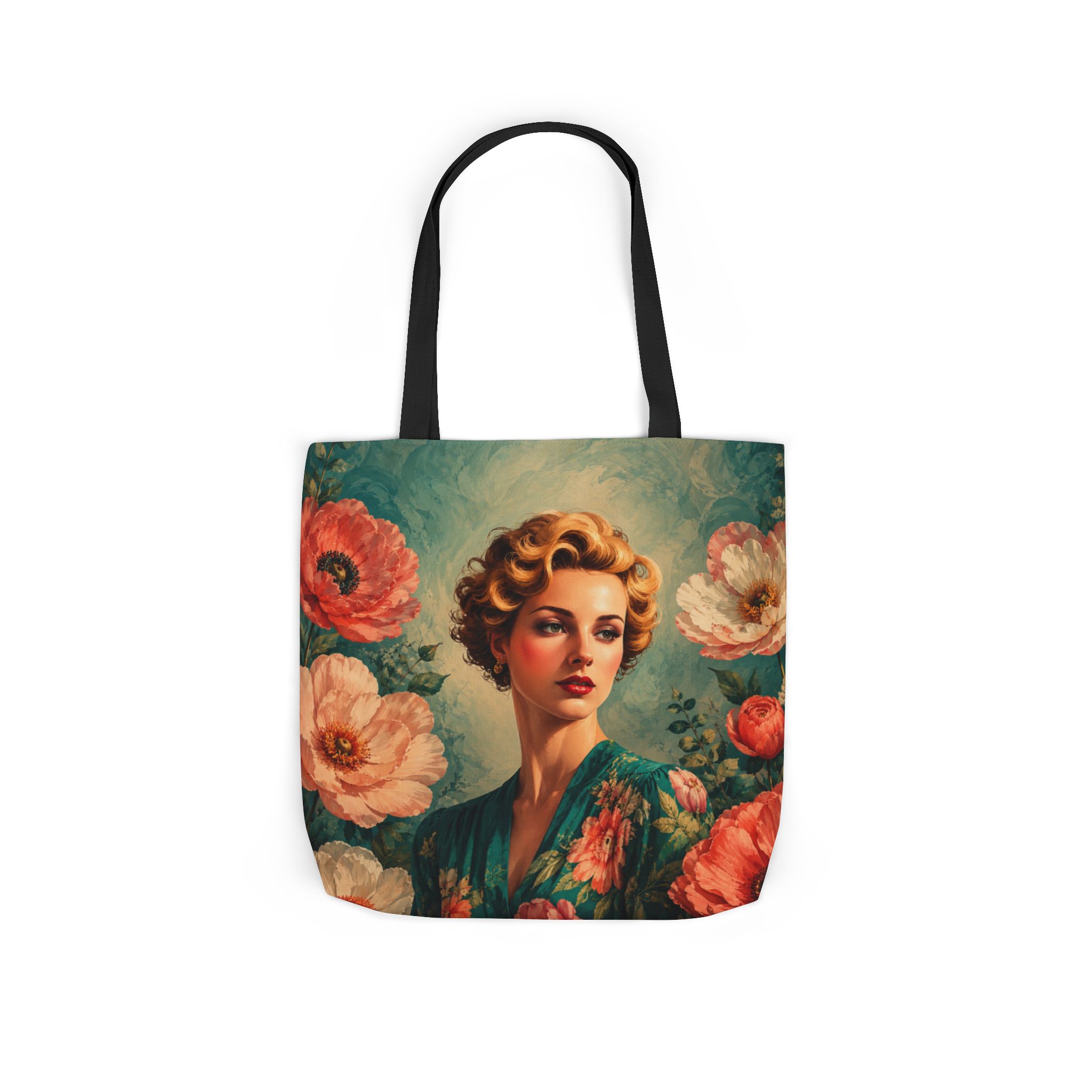 Golden Bloom Canvas Tote Bag — Retro Glam Woman Canvas Tote - Image 24