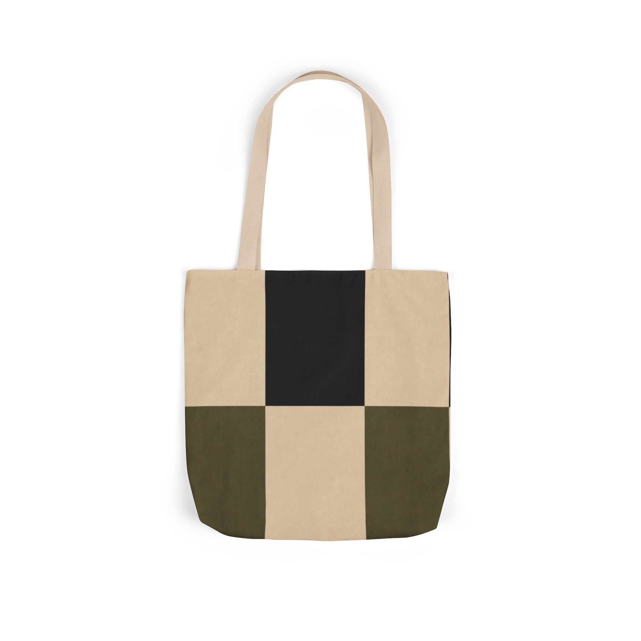 Geometric Grid Abstract Canvas Tote Bag – Scandinavian Minimalist Tote - Image 2