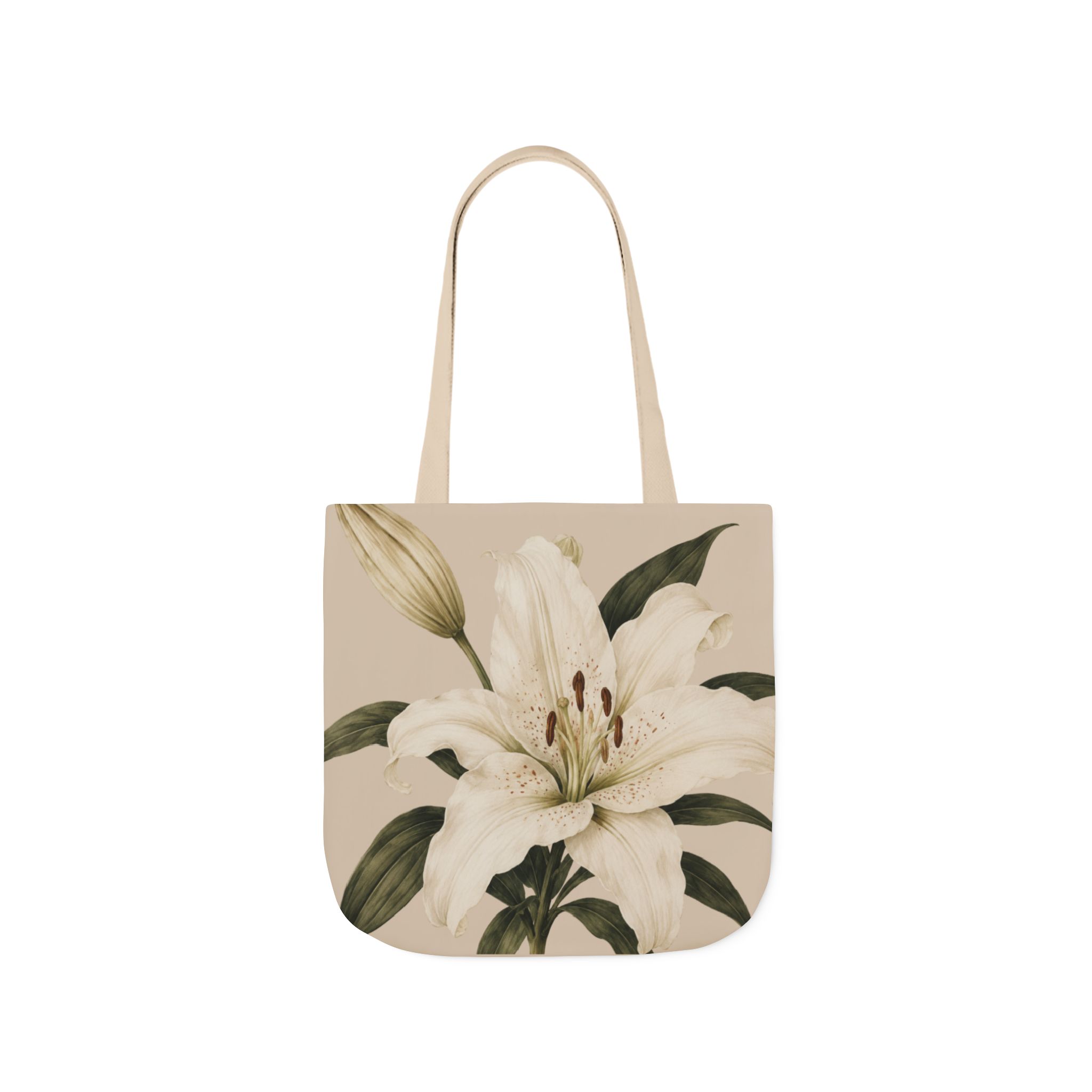 Lily Study Botanical Tote Bag — Elegant White Lily Canvas Tote