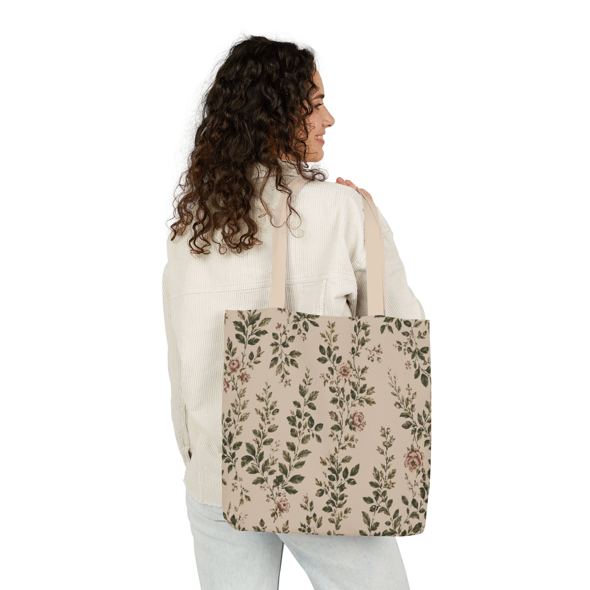 Rose Arbor Floral Tote Bag — Romantic Botanical Canvas Shopping Bag - Image 10