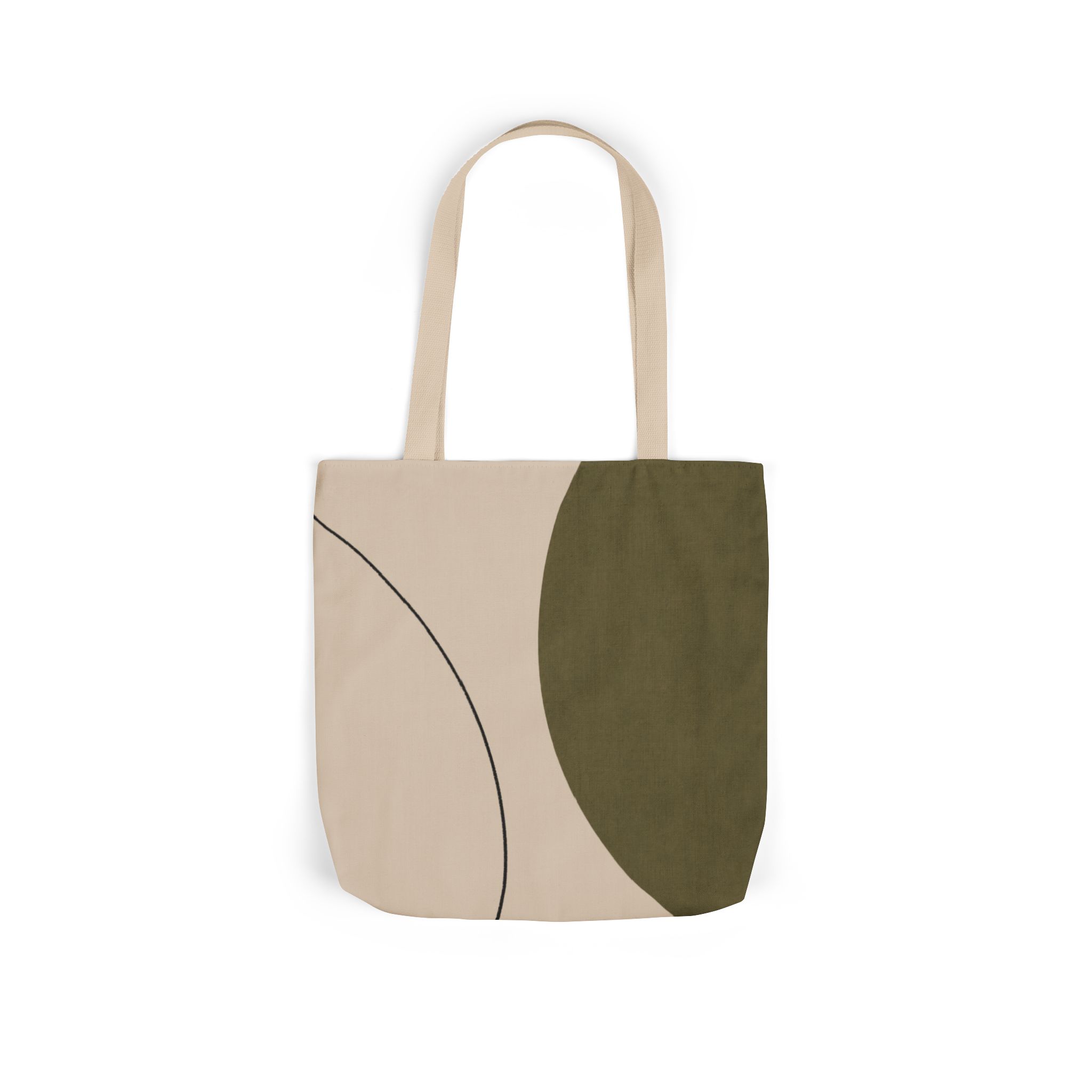 Olive Curve Scandinavian Tote Bag – Modern Geometric Canvas Shopper - Image 4