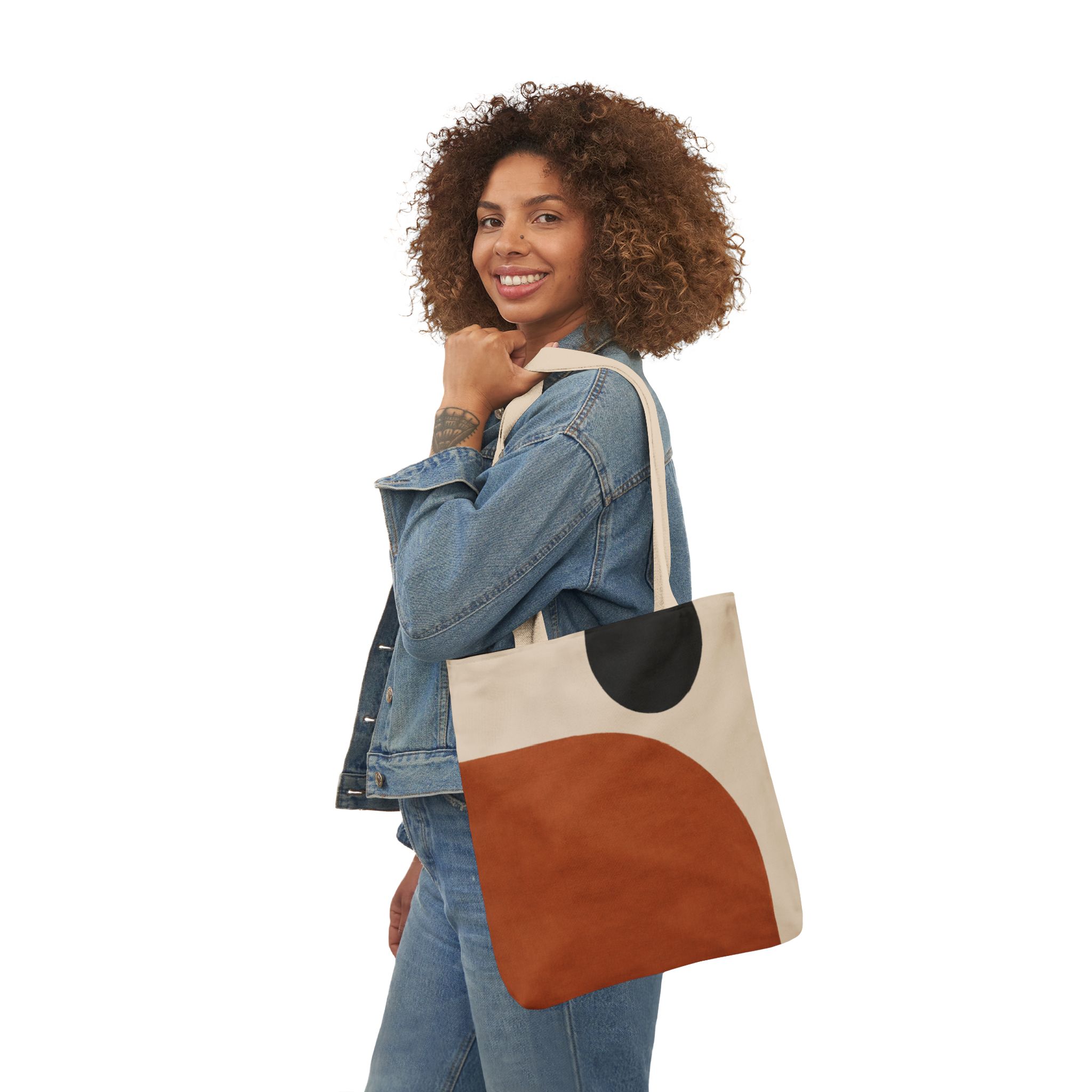 Terra Block Abstract Geometric Tote Bag— Modern Scandinavian Canvas Tote - Image 5
