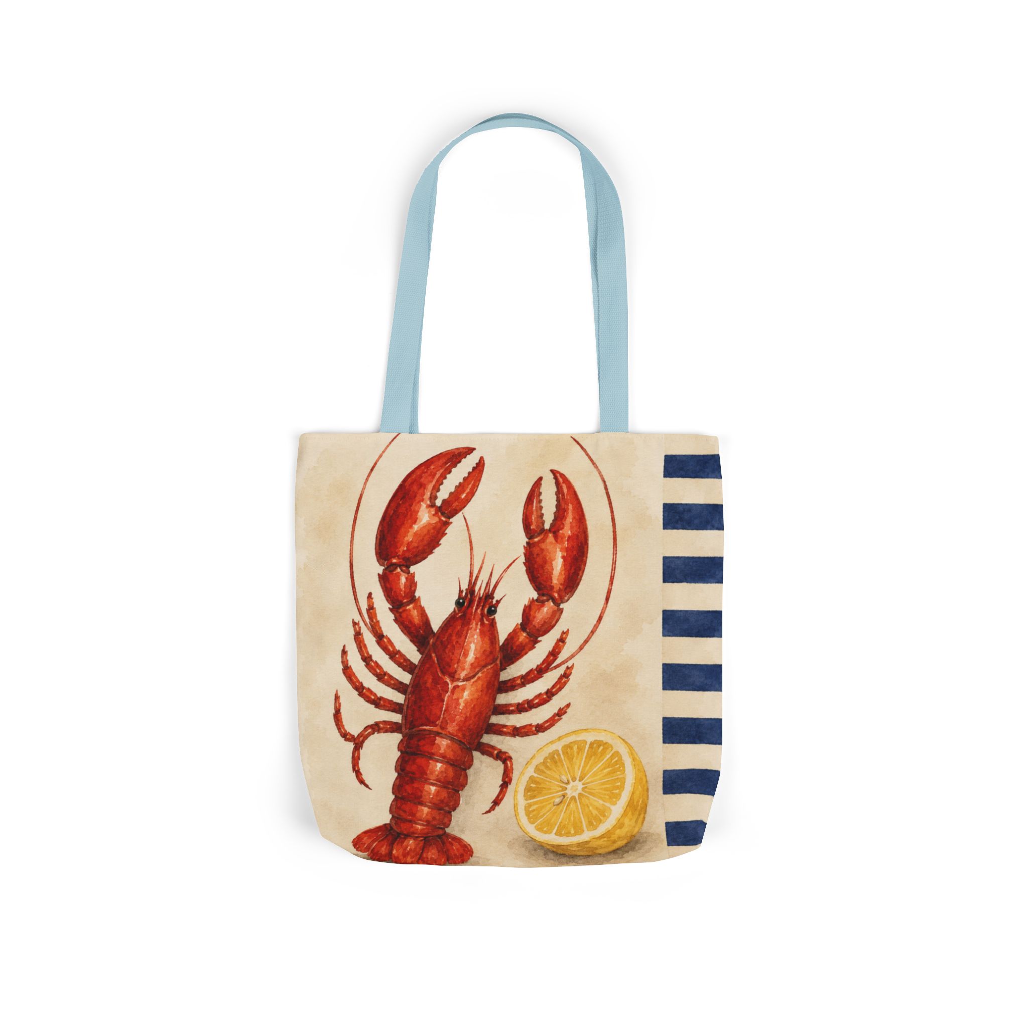 Lobster & Lemon Striped Canvas Tote – Coastal Nautical Reusable Beach & Grocery Bag - Image 17