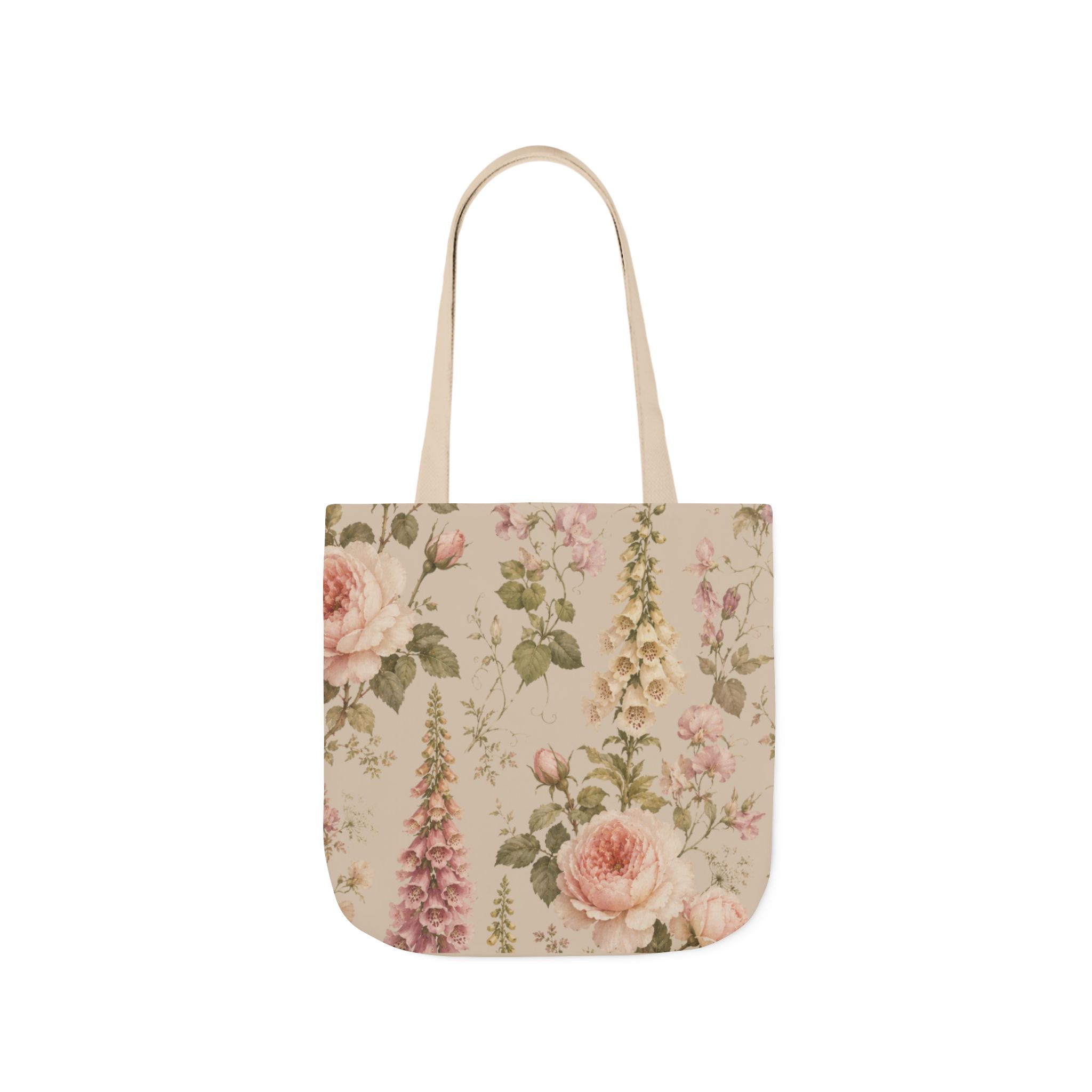 English Garden Romance Floral Tote Bag – Vintage Botanical Canvas Tote