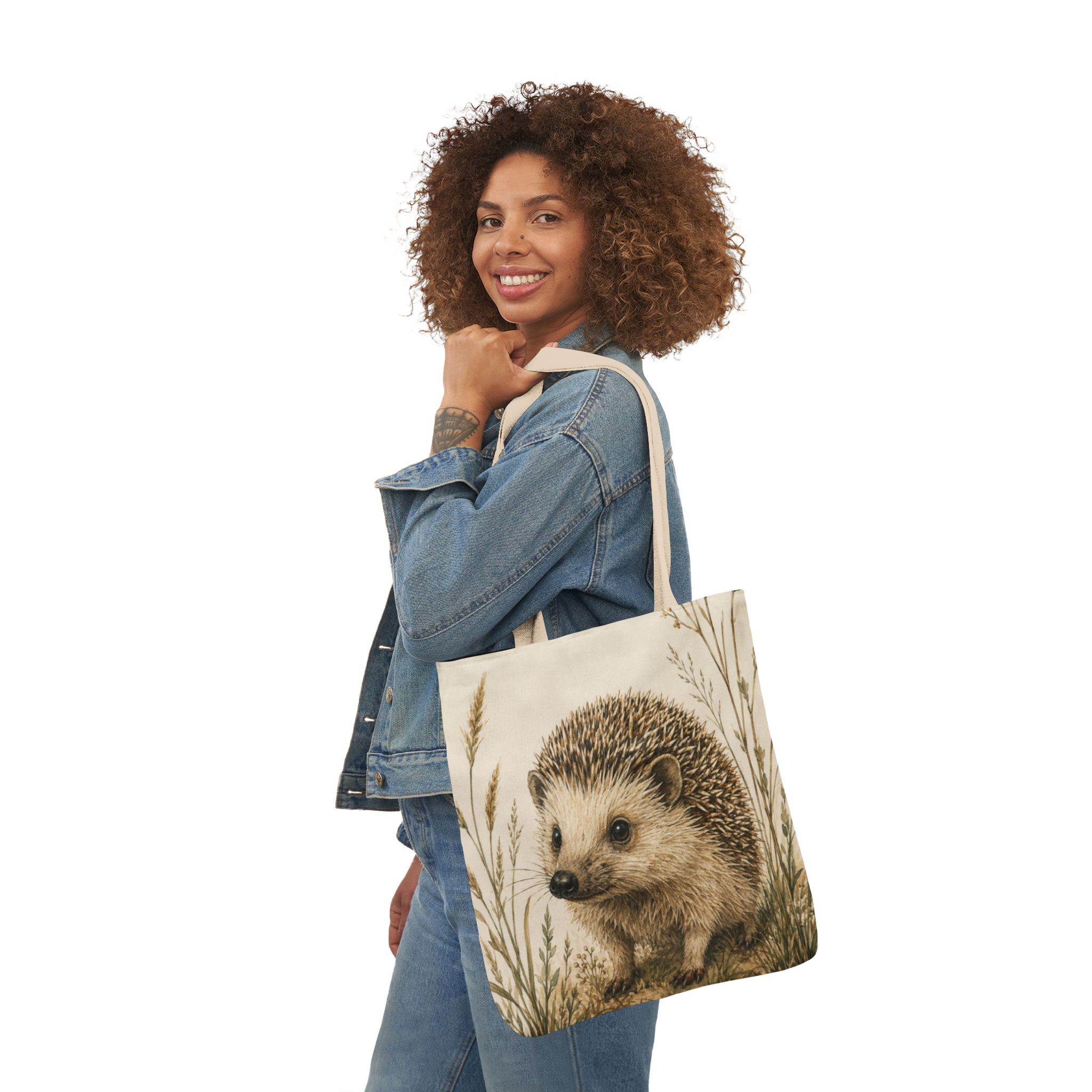 Hedgehog Canvas Tote Bag— Woodland Animal Art Tote - Image 11