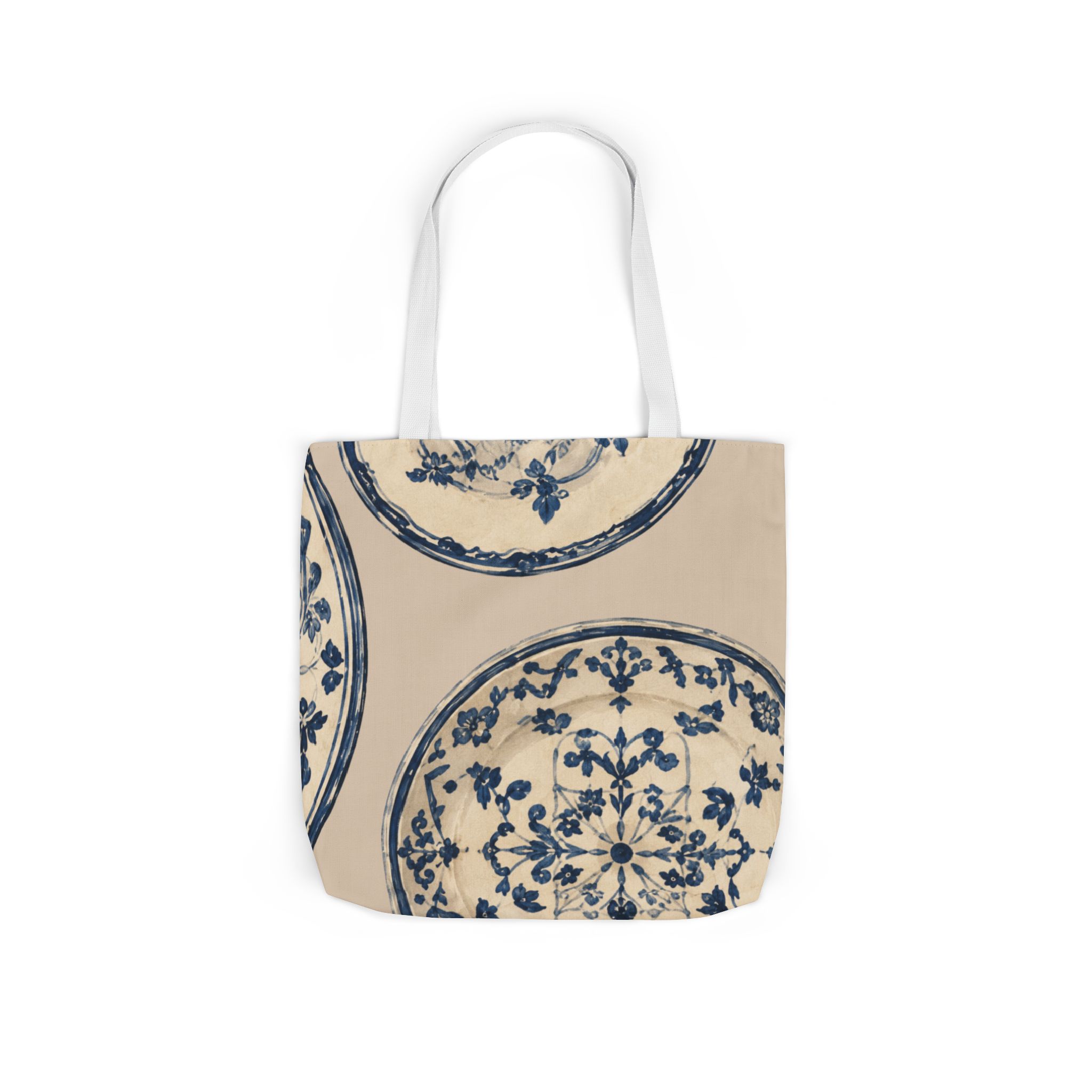 Blue Delft Plate Canvas Tote — Vintage Floral Pattern Reusable Beach & Grocery Bag - Image 19