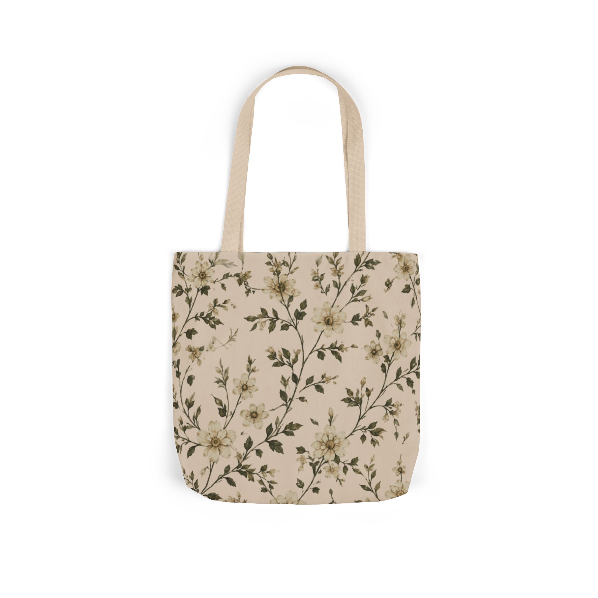 Sage Blossom Floral Tote Bag – Sage Green Botanical Canvas Shopping Bag - Image 2