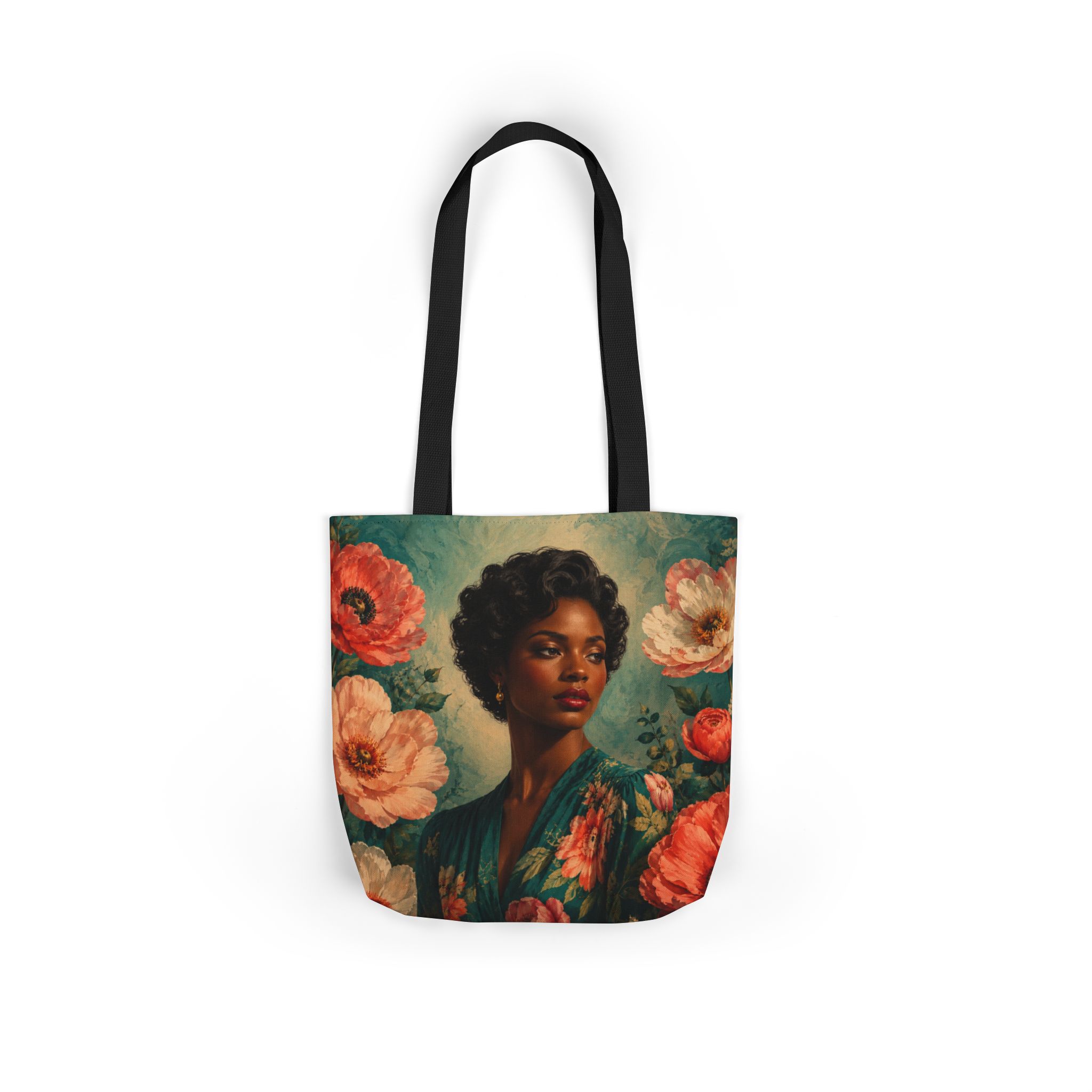 Emerald Bloom Canvas Tote Bag - Image 3