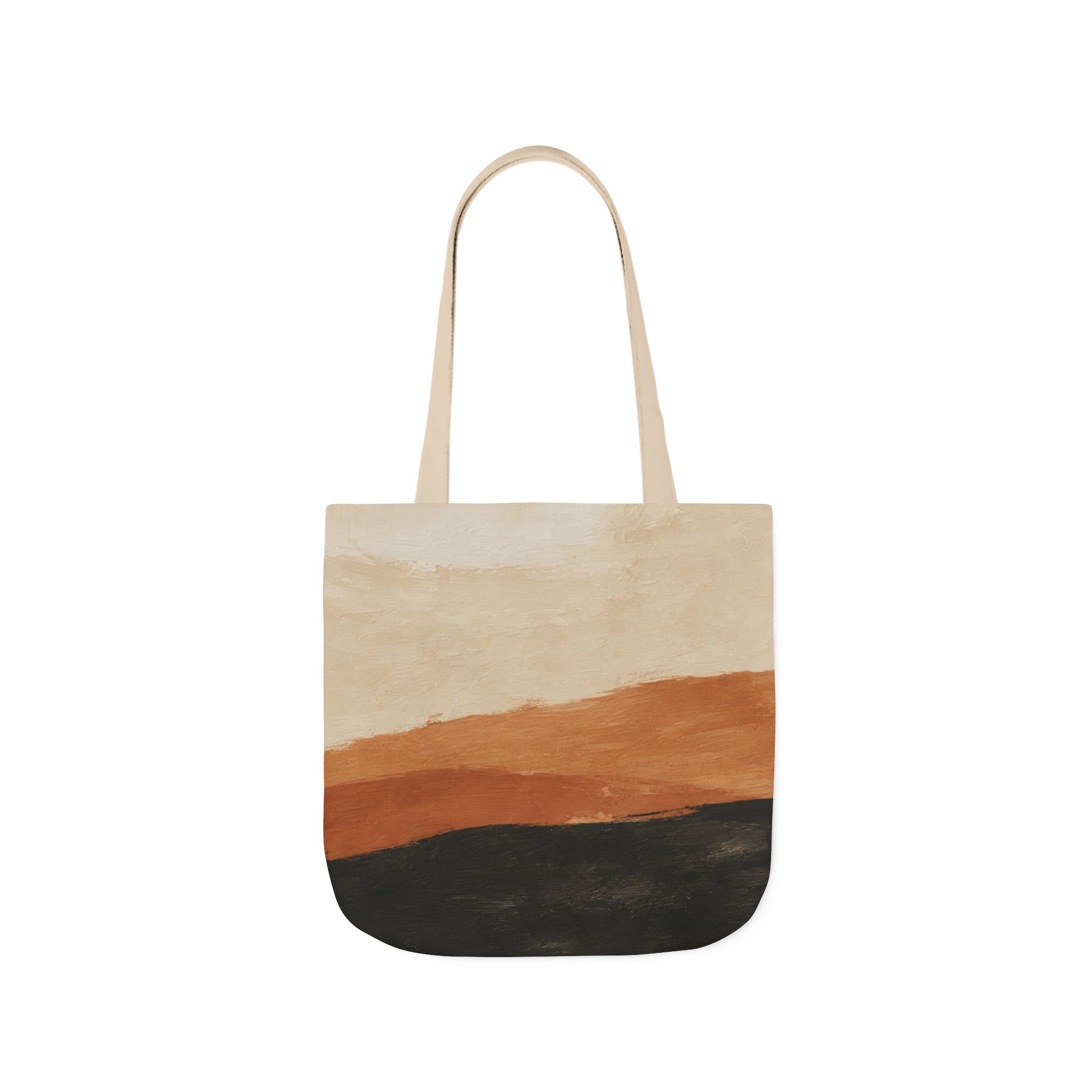 Abstract Desert Horizon Canvas Tote — Rust & Charcoal Art Print