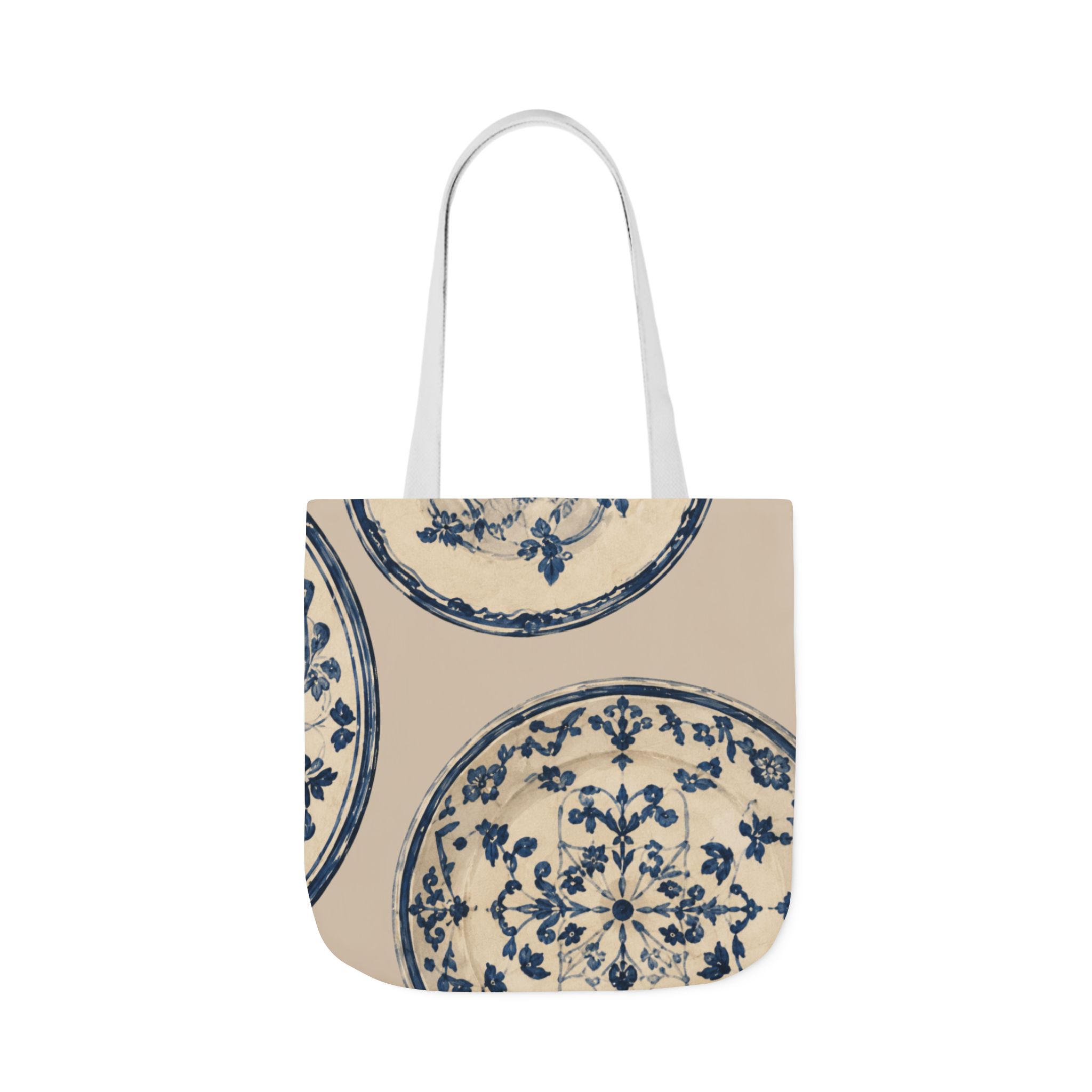 Blue Delft Plate Canvas Tote — Vintage Floral Pattern Reusable Beach & Grocery Bag - Image 18